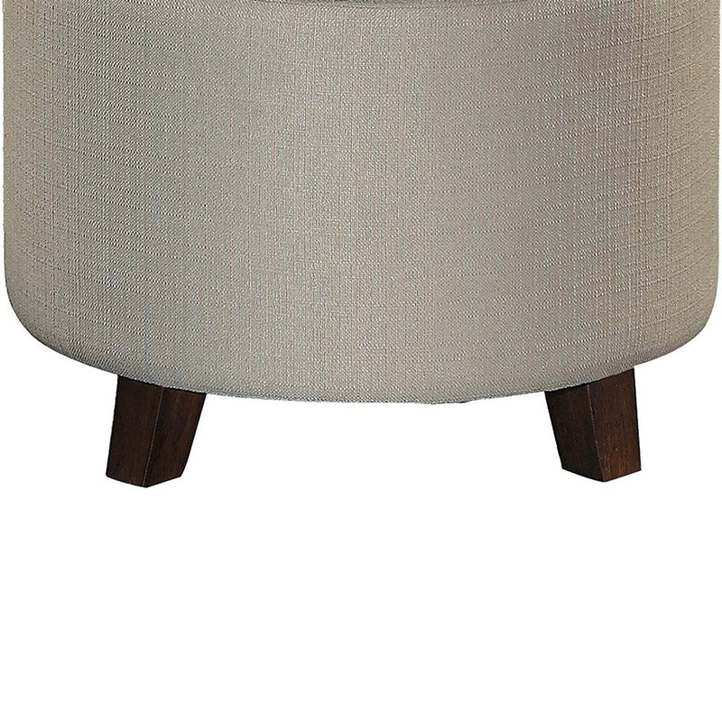 Homelegance Cleo Round Cushioned Lift Top Storage Ottoman Accent Seat, Beige