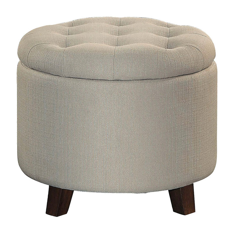 Homelegance Cleo Round Cushioned Lift Top Storage Ottoman Accent Seat, Beige