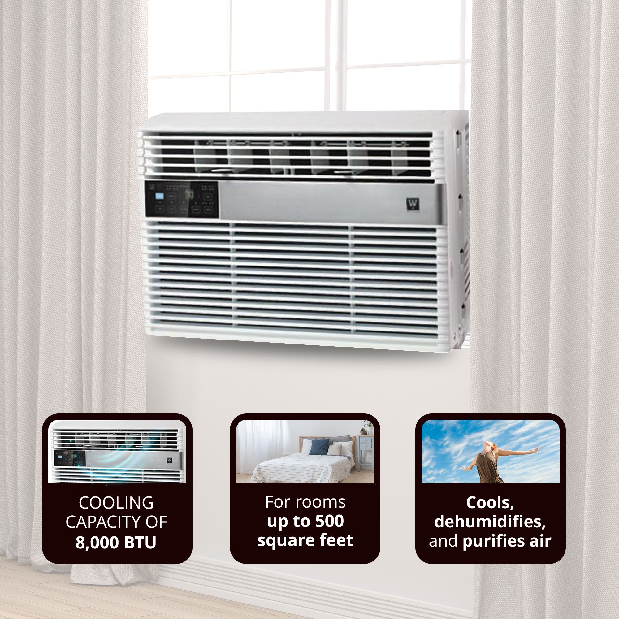 HomePointe 8,000 BTU Window Air Conditioner AC Unit with Remote Control, White - VMInnovations