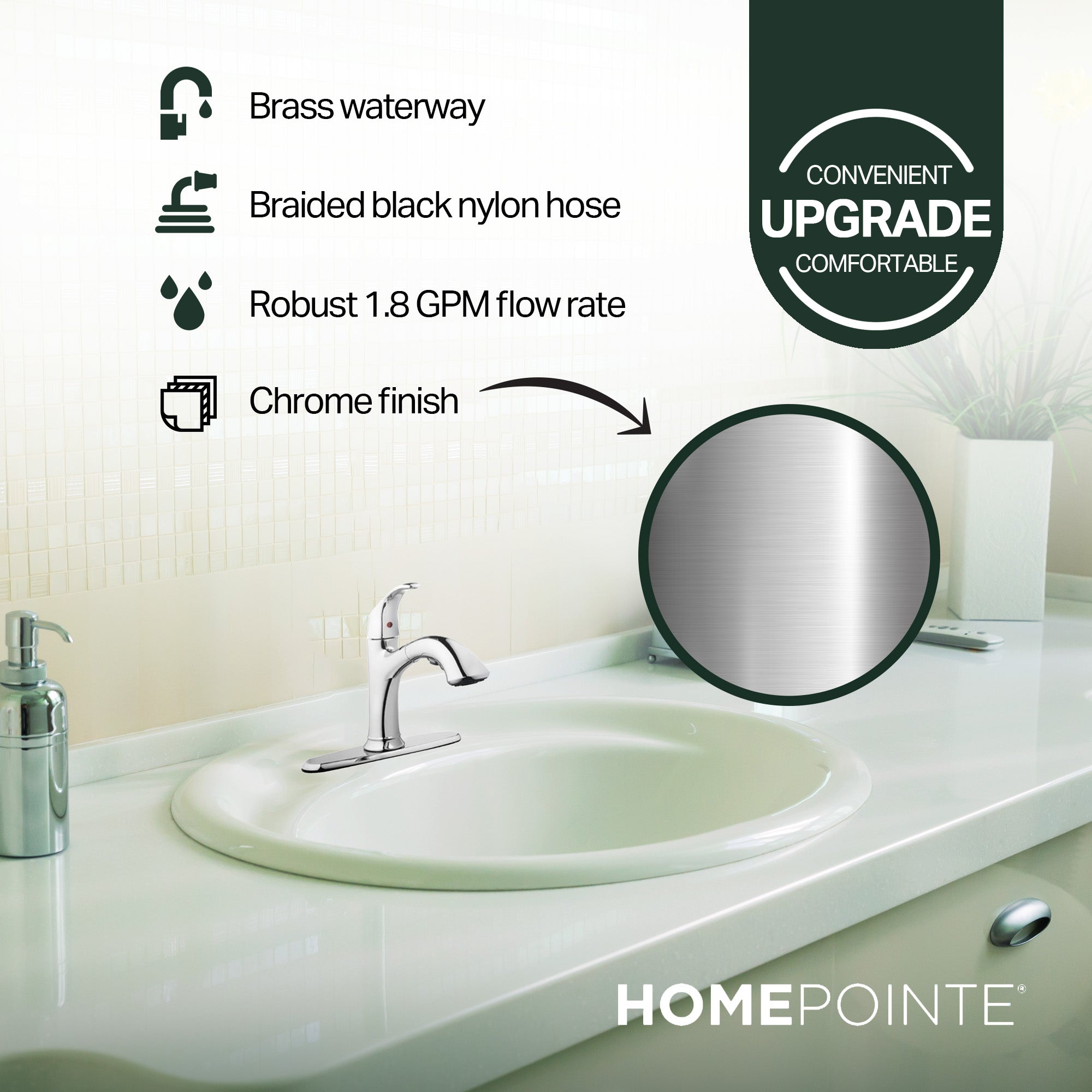 HomePointe Single Loop Handle Kitchen Faucet w/ Pull Out Spray Chrome(Open Box) - VMInnovations