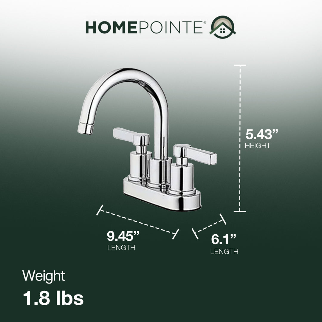 HomePointe Mid Arch Double Handle Lavatory Faucet with Pop Up, Chrome Finish - VMInnovations