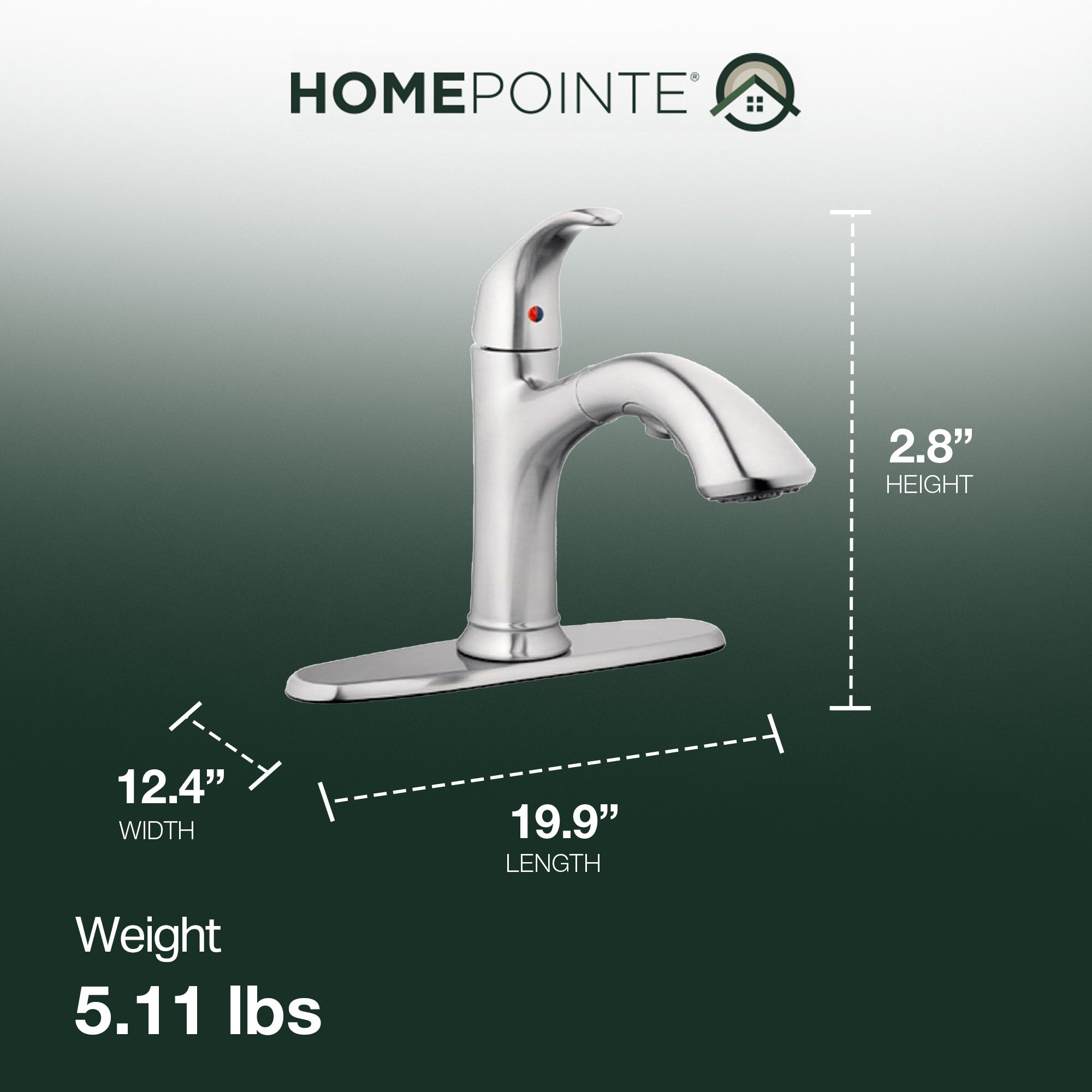 HomePointe Single Loop Handle Kitchen Faucet With Pull-Out Spray, Brushed Nickel - VMInnovations