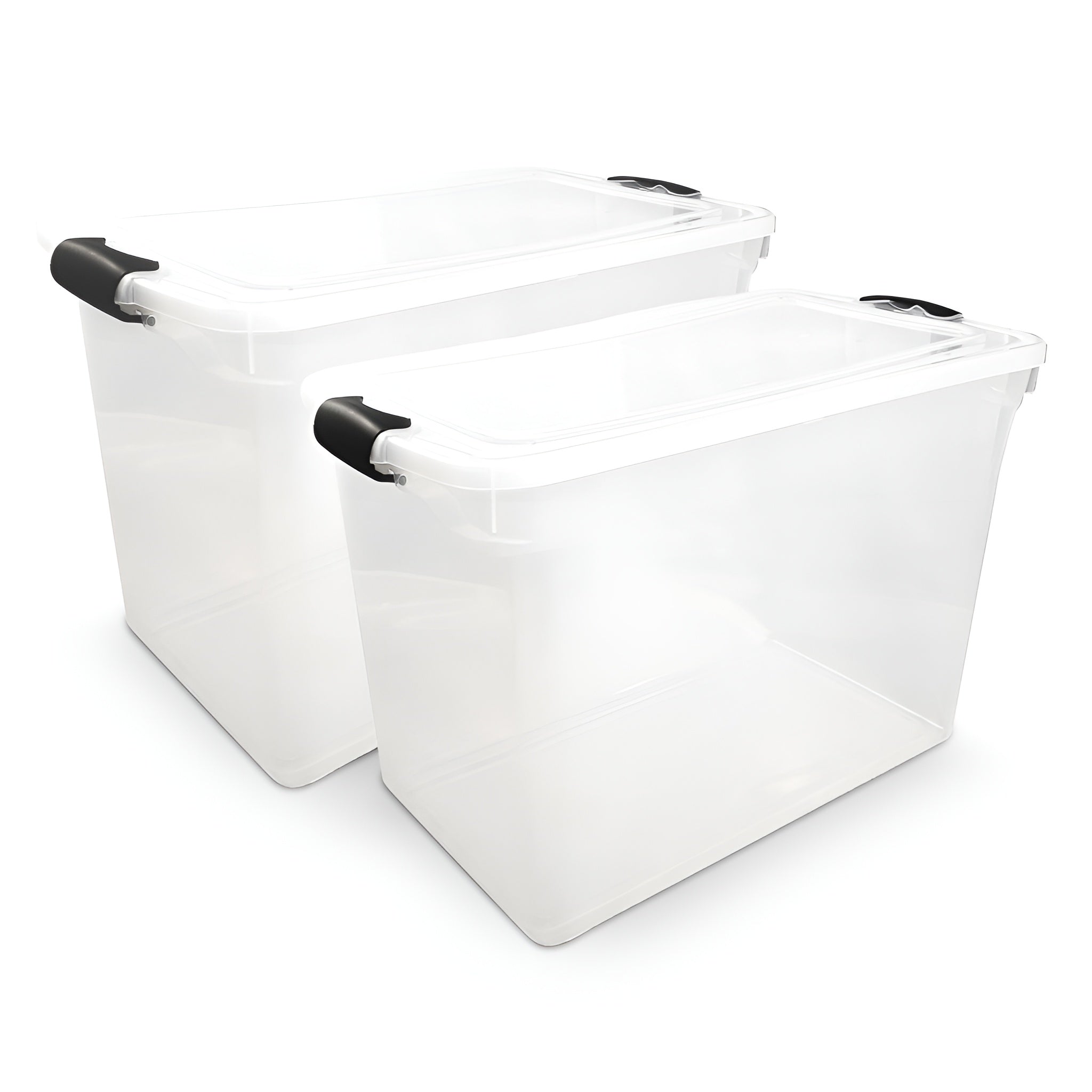 HOMZ 112 Quart Latching Plastic Storage Container, Extra Large, Clear (2 Pack) - VMInnovations