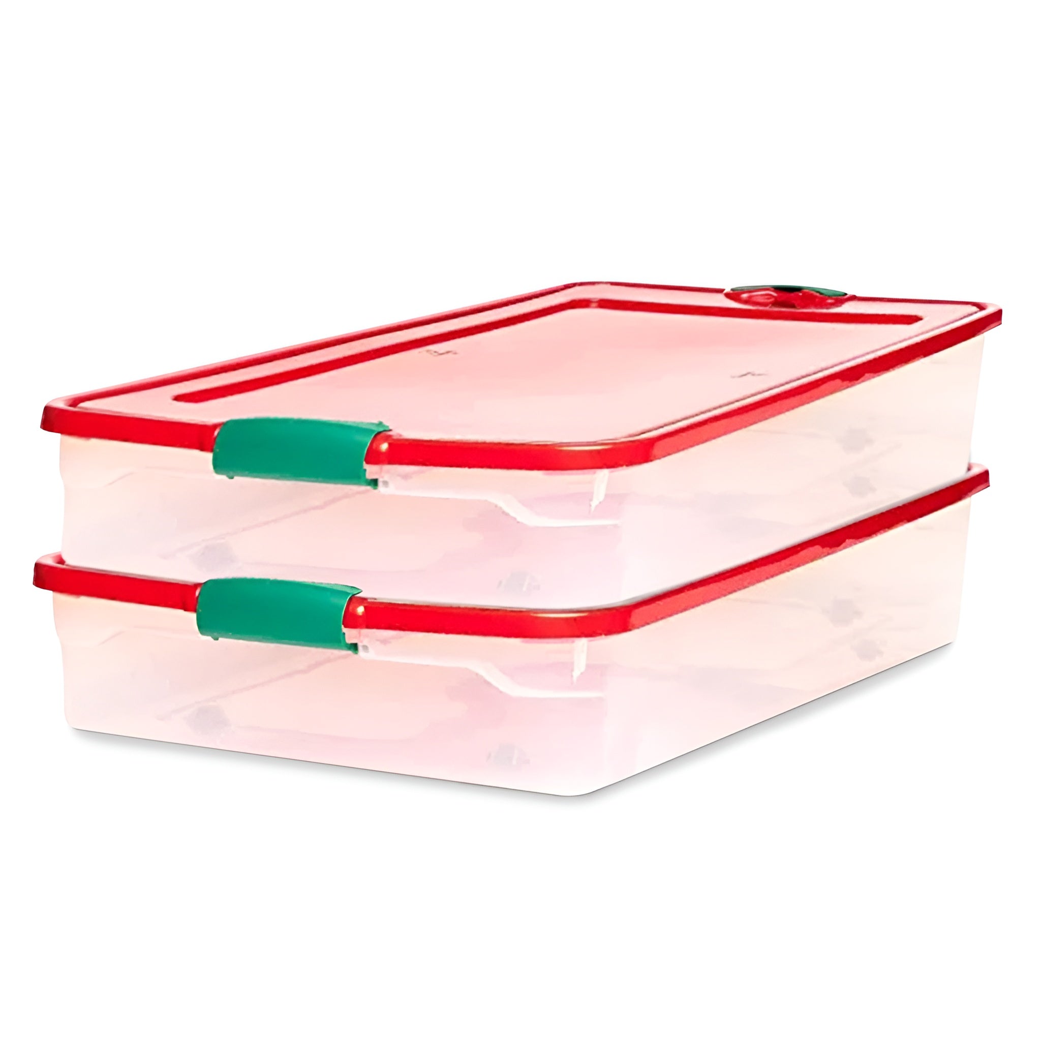 HOMZ 60-Quart Latching Holiday Underbed Storage Container Box, Clear (2pk)(Used) - VMInnovations