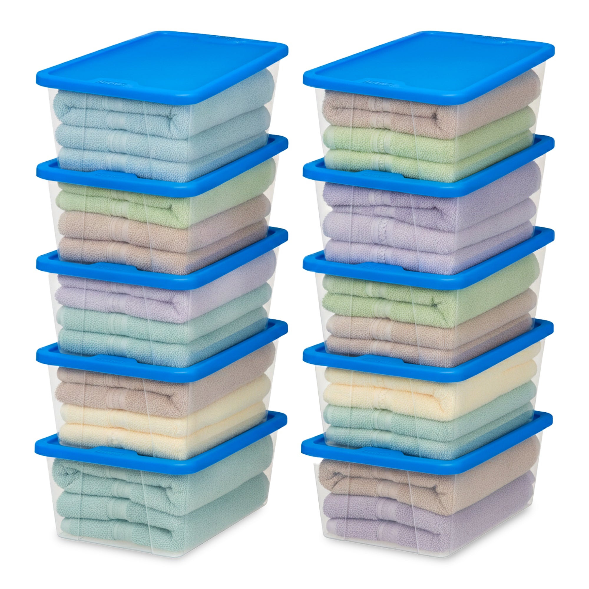 Homz Snaplock 6 Qt Stackable Plastic Storage Container w/ Lid, Blue (10 Pack)