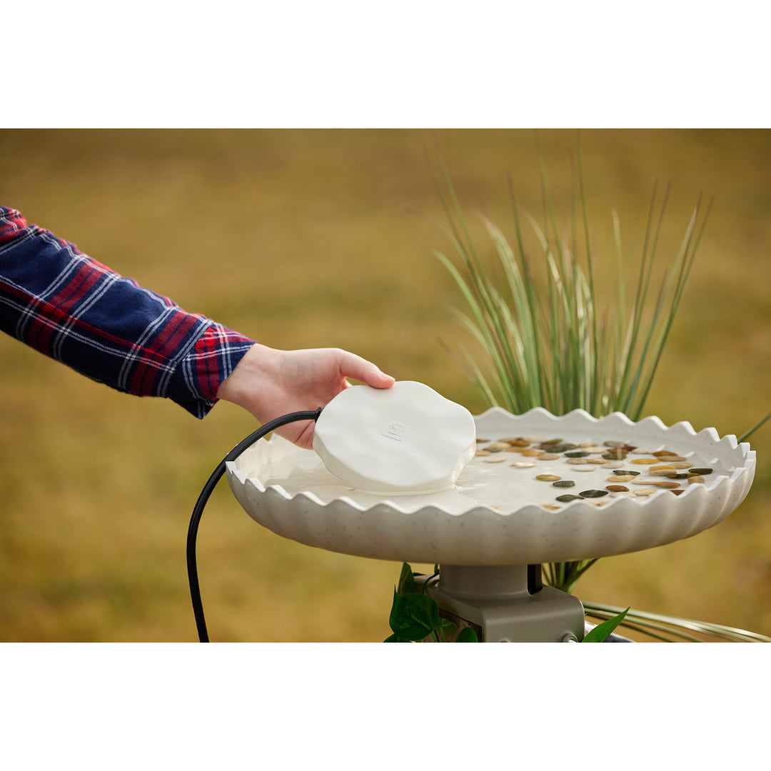 Farm Innovators HR-75 Decorative Heated Rock Bird Bath De-Icer, 75 Watts, Beige - VMInnovations