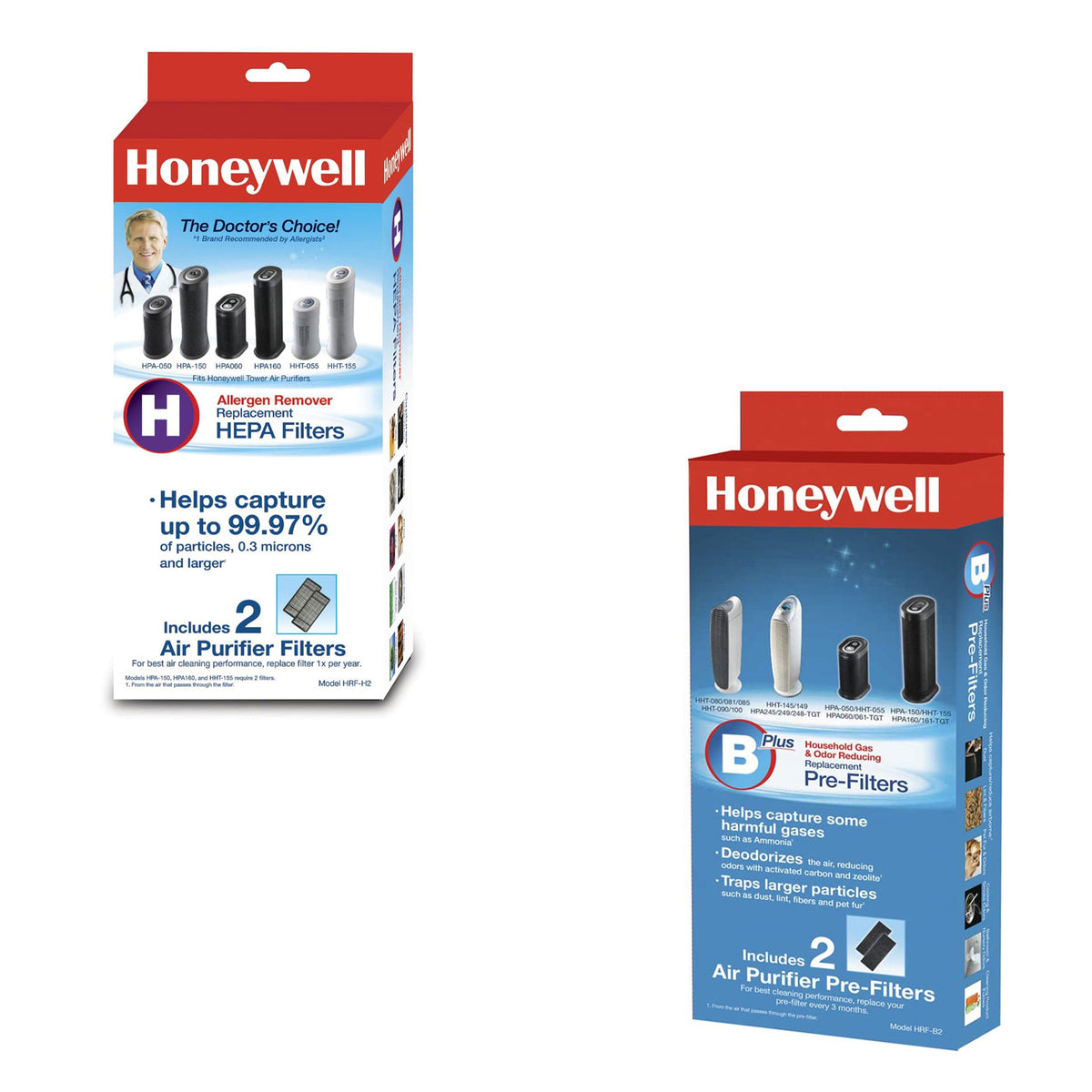 Honeywell Filter H HEPA Air Filter and Filter B Home Pre Filter 2 Pack