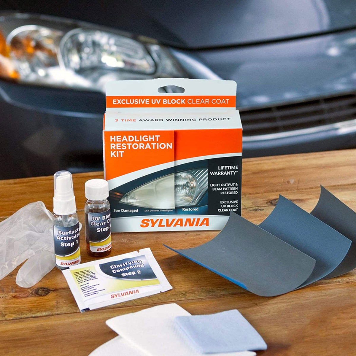 Sylvania HRK.BX Automotive Car Headlight Lens Restoration Kit Detailing Supplies (For Parts)