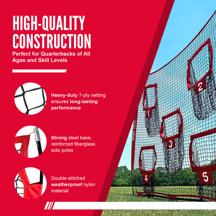 Hit Run Steal Football Throwing Net with Target Pockets for Quarterback Training - VMInnovations
