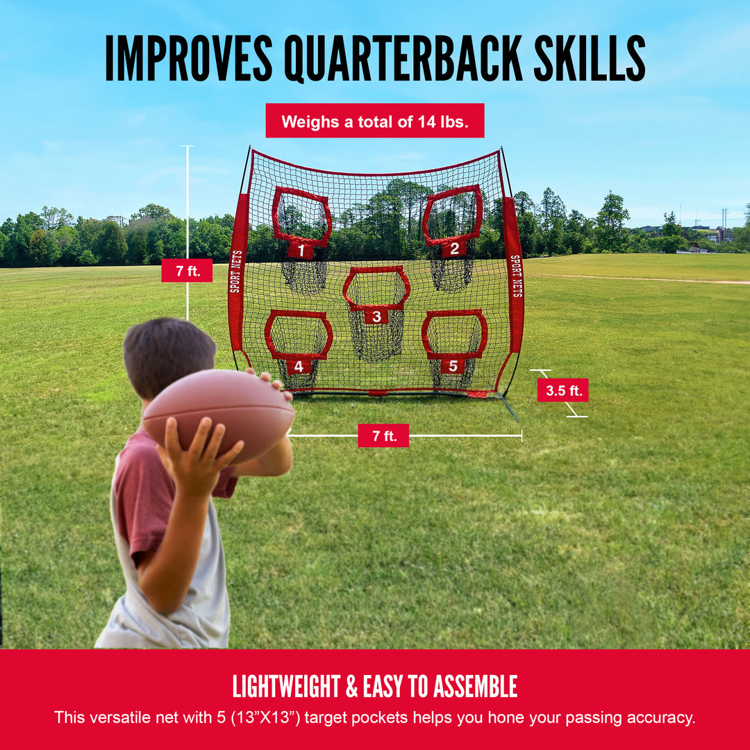 Hit Run Steal Football Throwing Net with Target Pockets for Quarterback Training - VMInnovations
