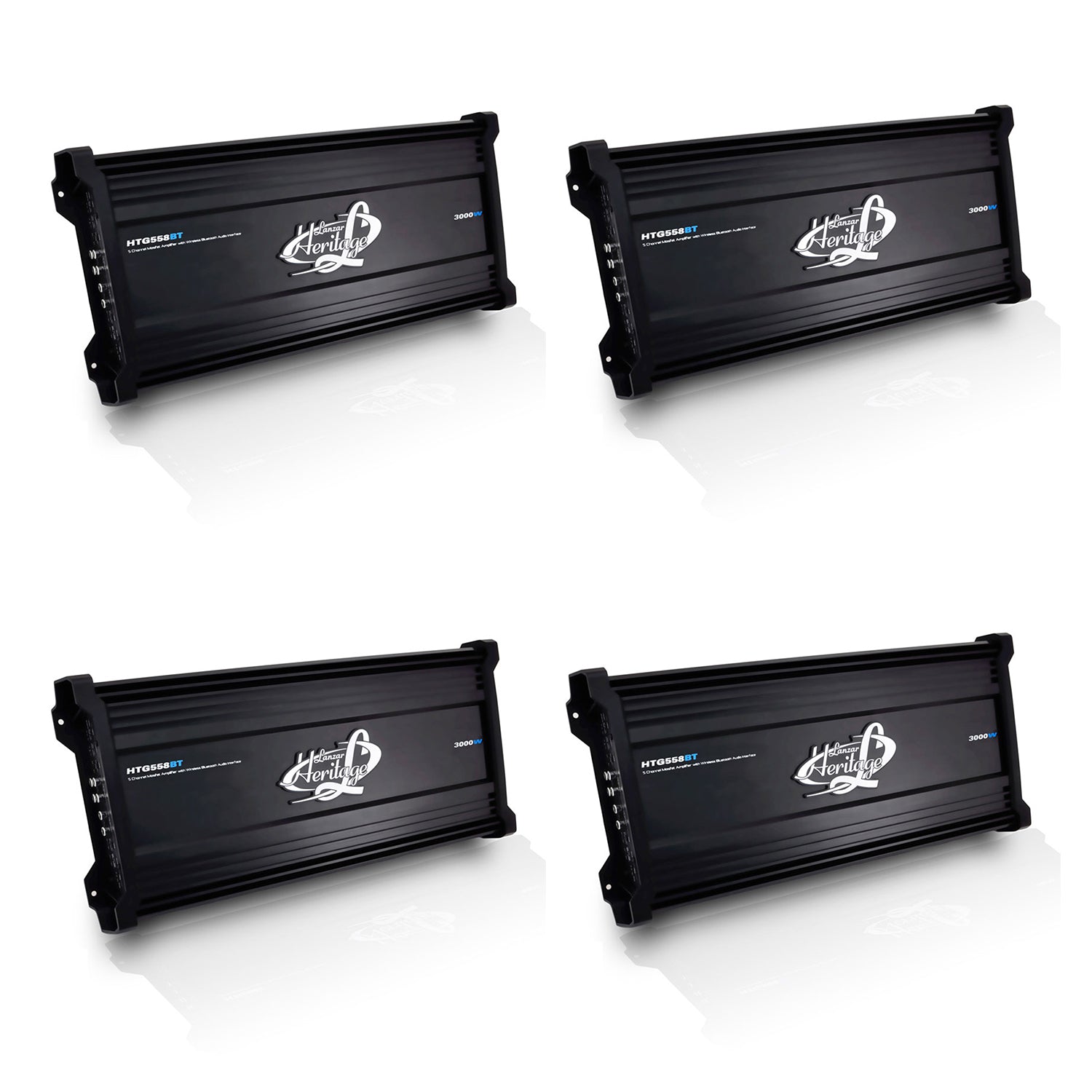 Lanzar HTG558BT 5 Channel 3000W Car Audio MOSFET Amplifier w/ Bluetooth (4 Pack)