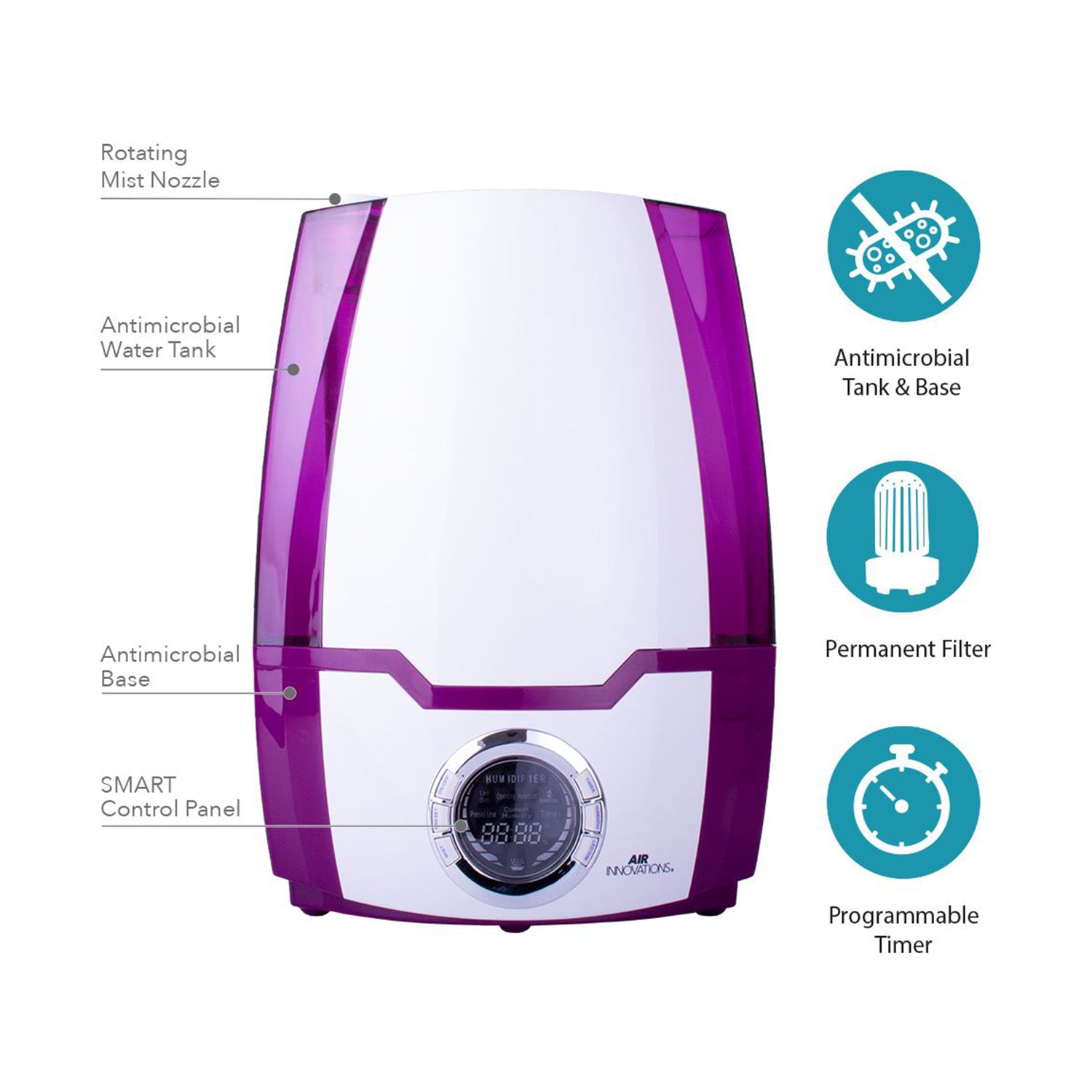 Air Innovations 1.37 Gal Cool Mist Humidifier w/ Aromatherapy Refill, Eucalyptus