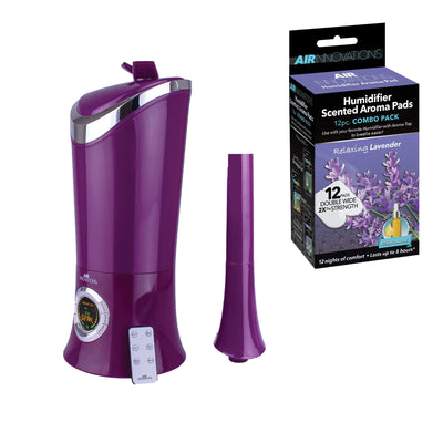 Air Innovations Aromatherapy Purple Humidifier with 12 Pack Lavender Refills
