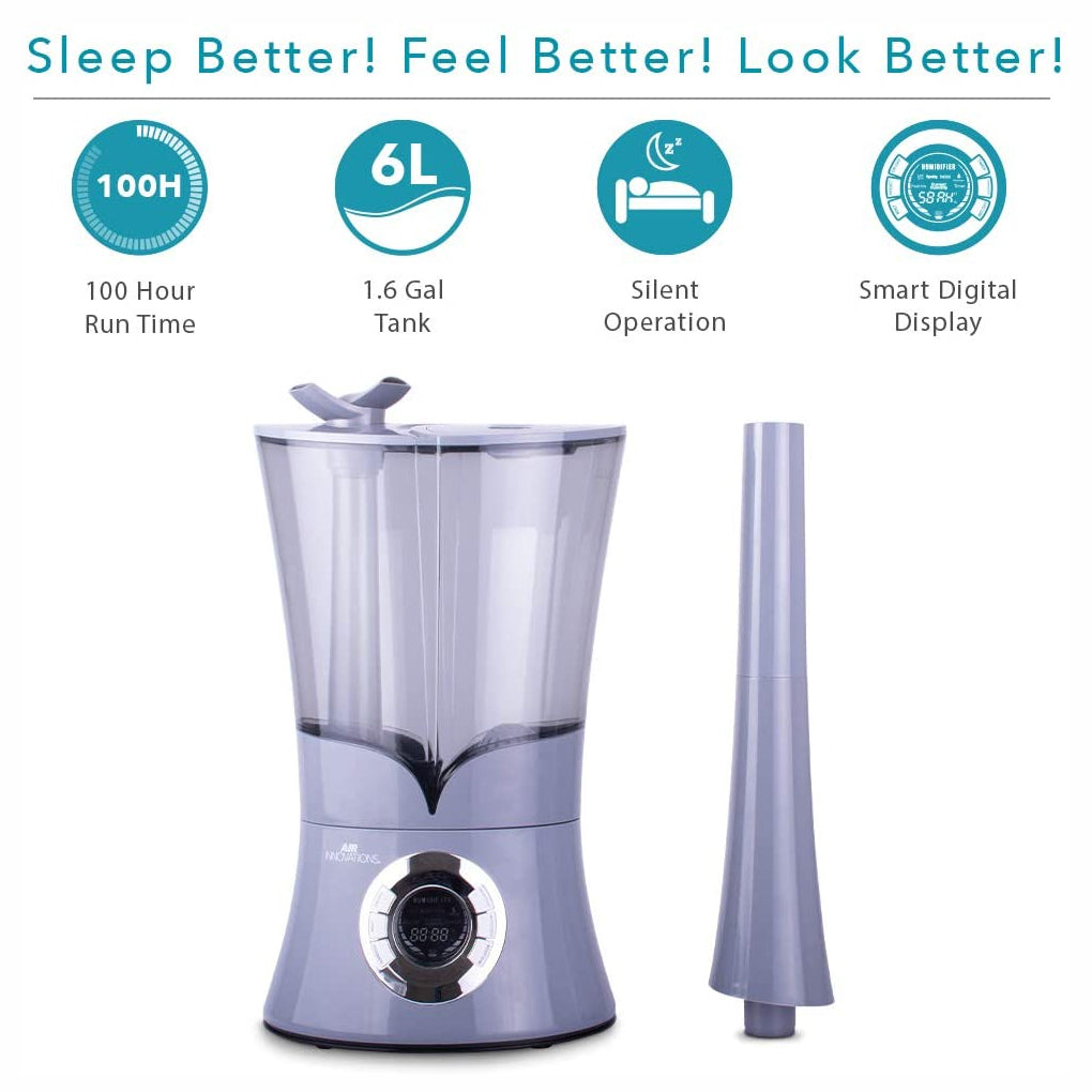Air Innovations 1.6 Gal Cool Mist Humidifier w/ Aromatherapy Refill, Eucalyptus