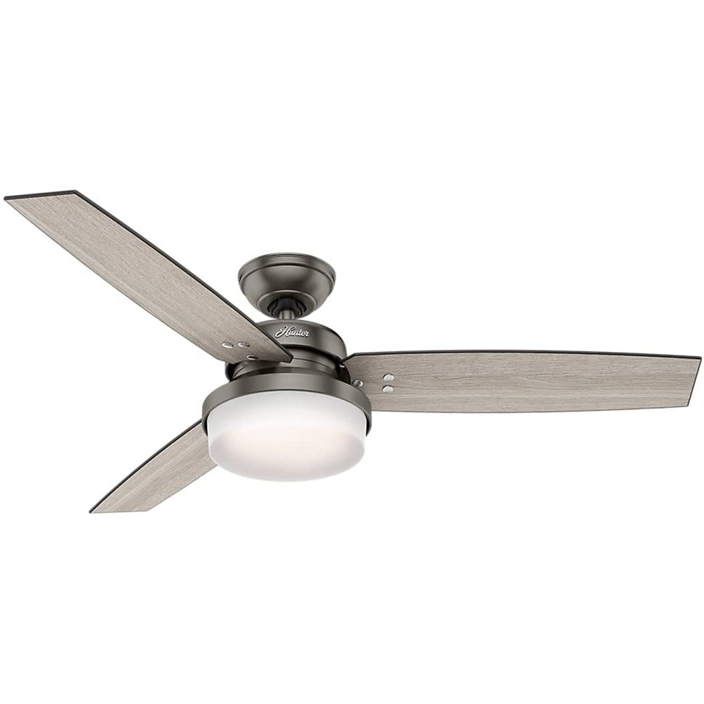 Hunter Sentinel 52" Indoor Ceiling Fan w/ LED Light and Remote, Brushed Slate