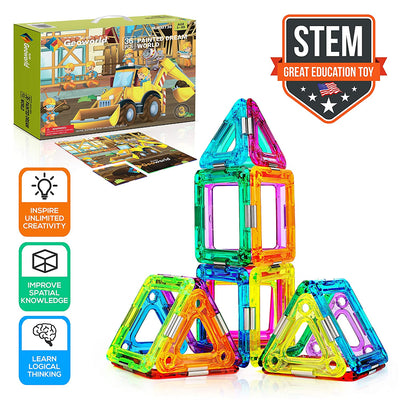 Hurtle 36 Piece Kids Educational Magnetic Building Blocks, Multicolored (2 Pack)