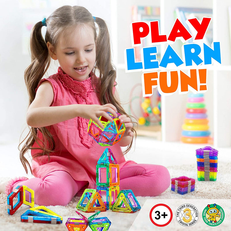 Hurtle 36 Piece Kids Educational Magnetic Building Blocks, Multicolored (4 Pack)