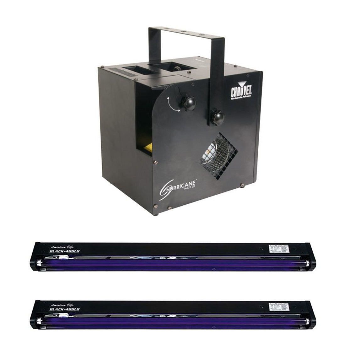 Chauvet DJ Hurricane Haze 2D Smoke/Fog Machine w/ Remote & Black Light (2 Pack) - VMInnovations