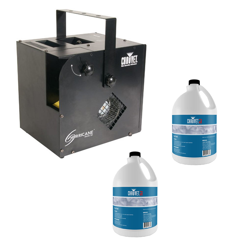 Chauvet DJ Hurricane Haze 2D Water Based Smoke/Fog Machine & Fog Juice (2 Pack) - VMInnovations