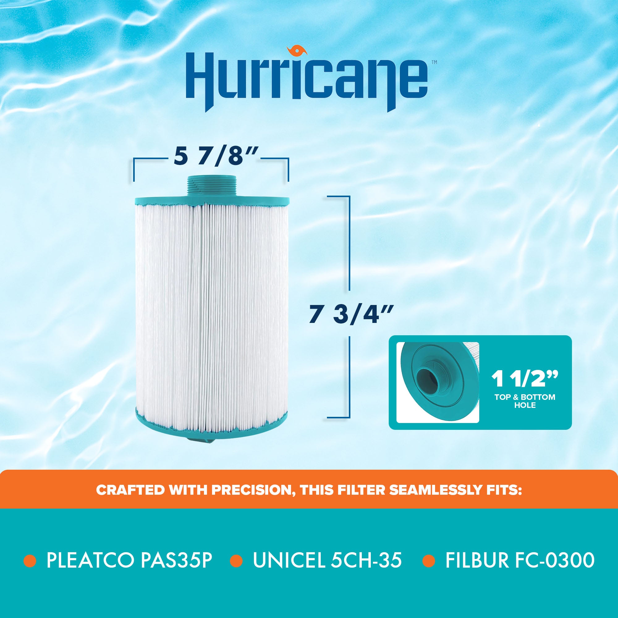 Hurricane Spa Filter Cartridge for Pleatco PAS35P & Unicel 5CH-35 (Open Box)