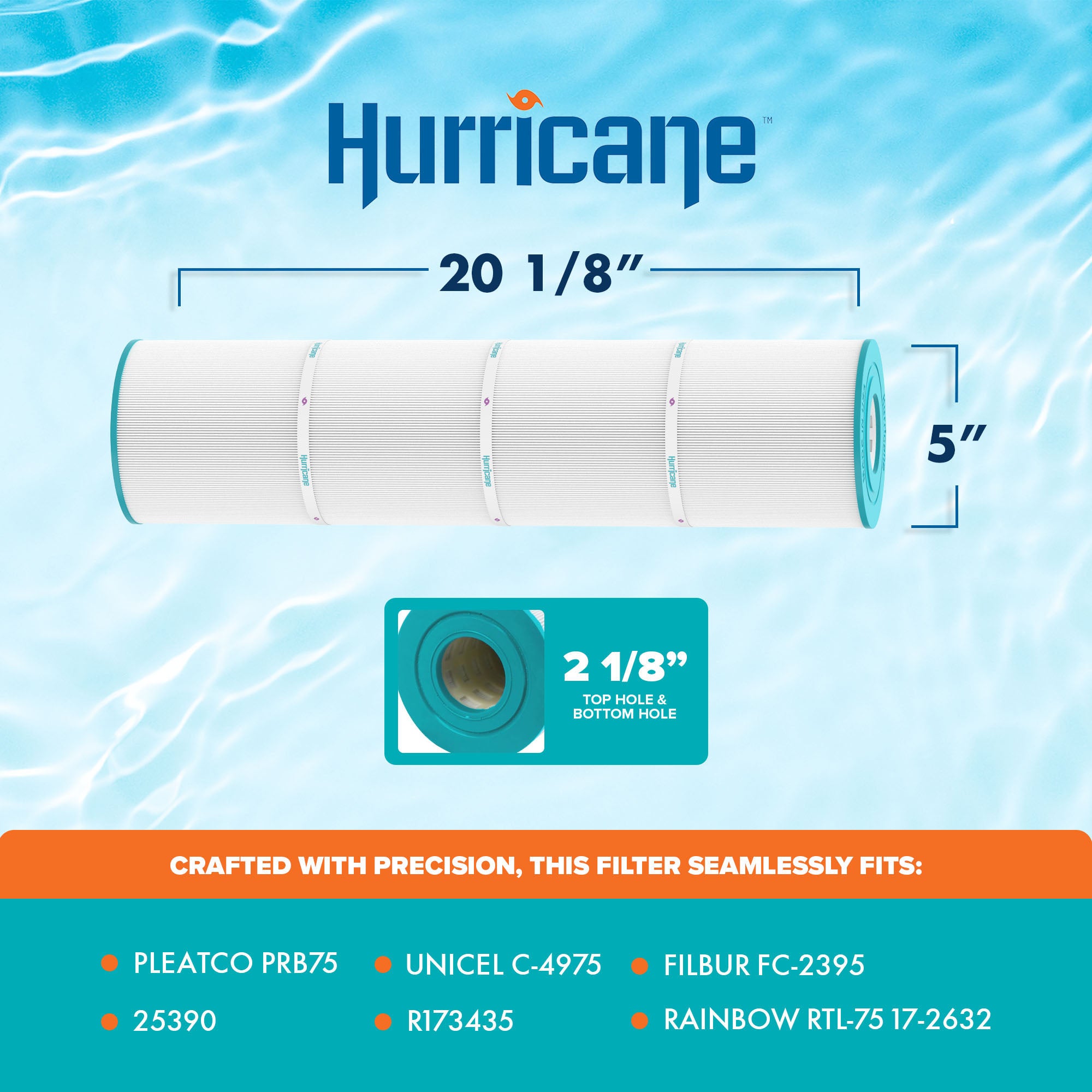 Hurricane HF4975-01 Advanced Pool and Spa Filter Cartridge Replacement, White - VMInnovations