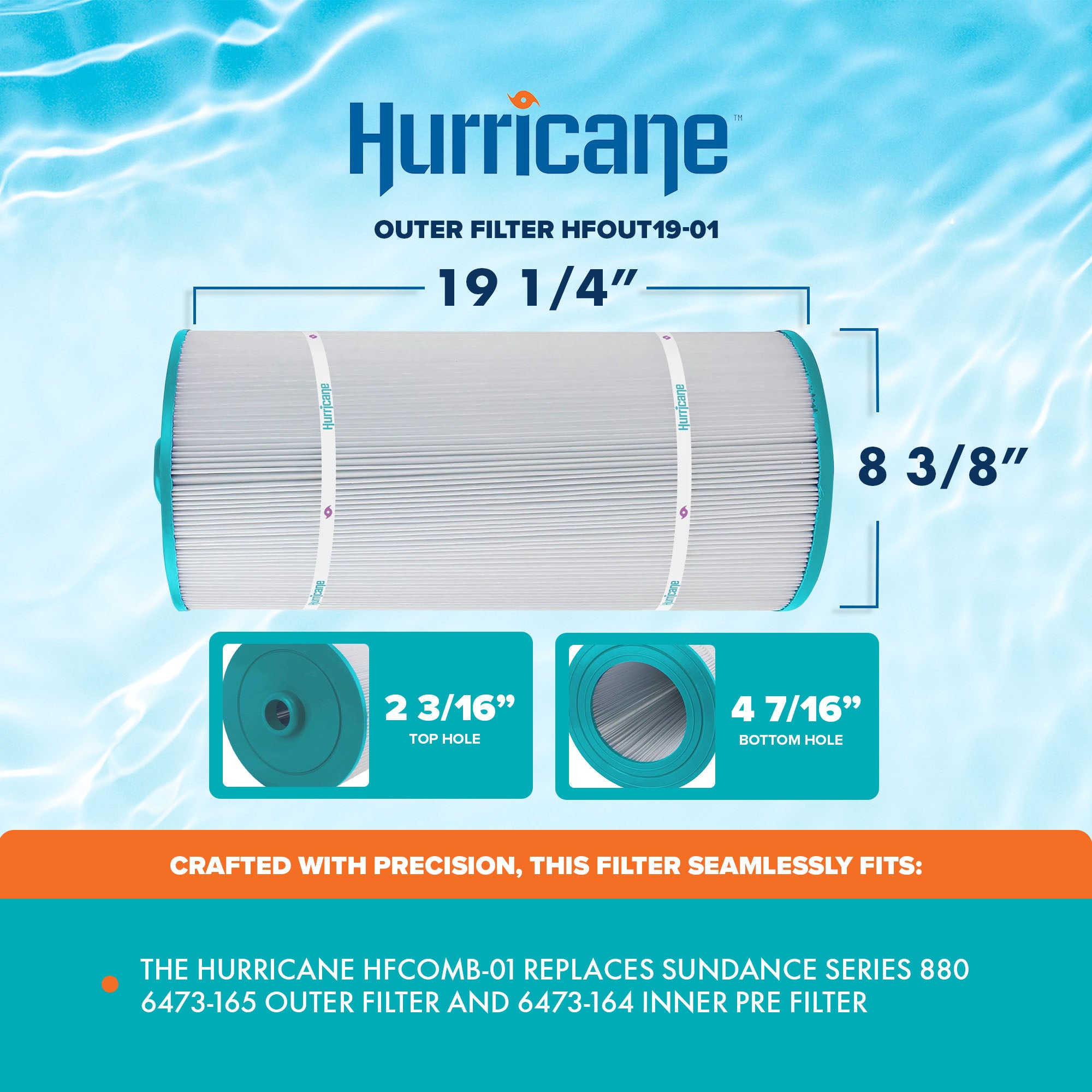 Hurricane 3 Pack HFCOMB-01 Advanced Spa Filter Cartridge Inner/Outer Filter Set