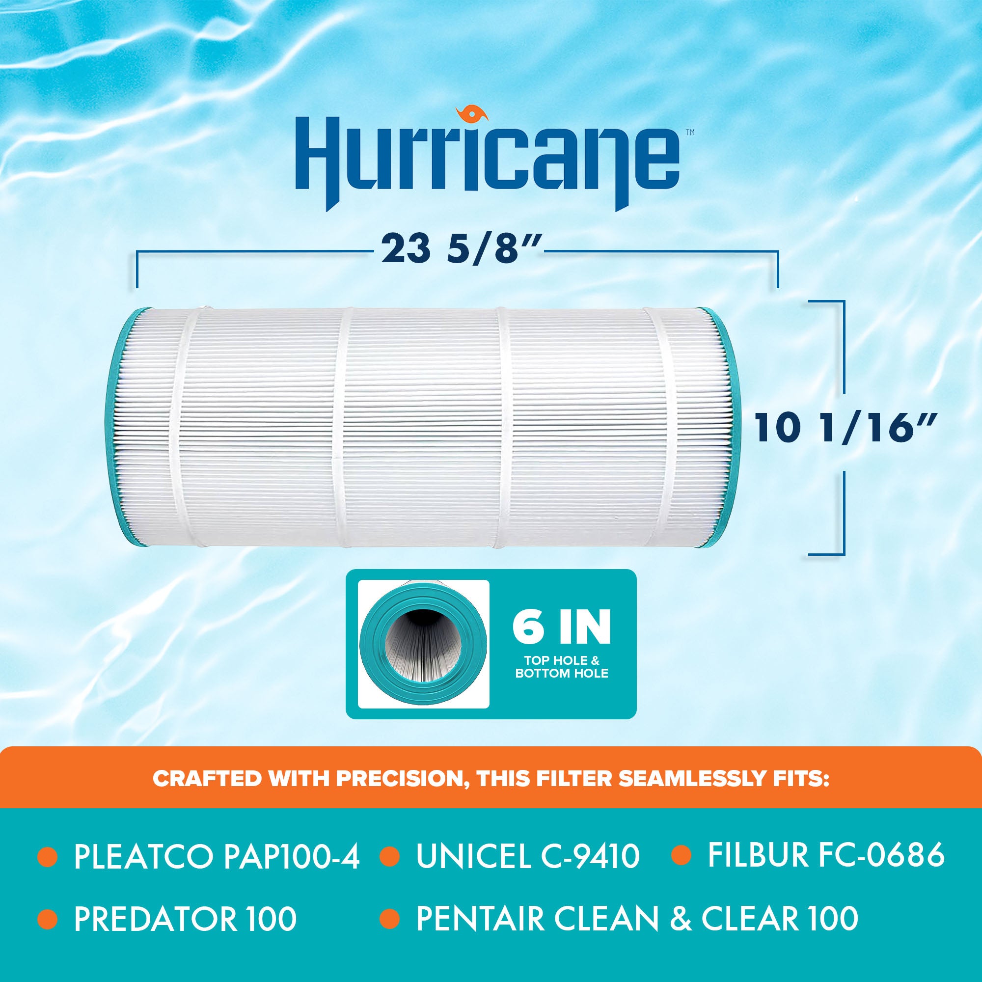 Hurricane HF9410-01 Advanced Pool and Spa Filter Cartridge Replacement, White