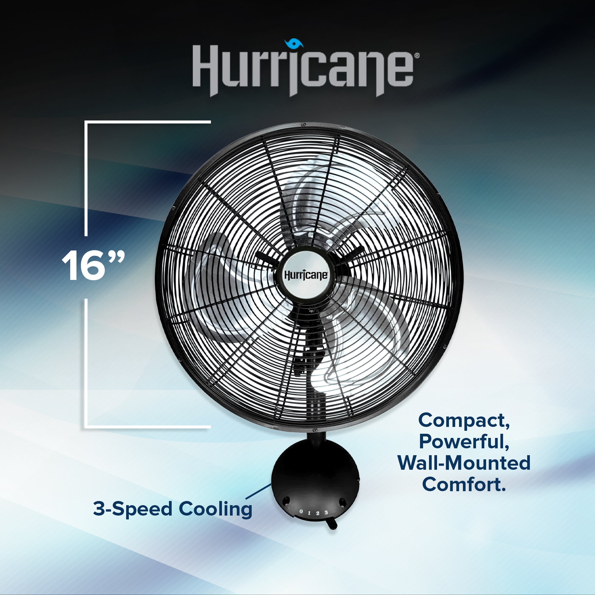 Hurricane 16" Pro High Velocity Oscillating Metal Wall Mount Fan, Black (Used) - VMInnovations