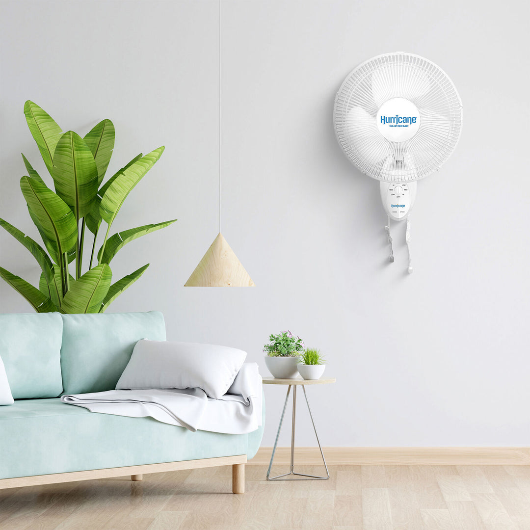 Hurricane Supreme 12 Inch Oscillating 3 Speed Portable Wall Mount Fan, 2 Pack - VMInnovations