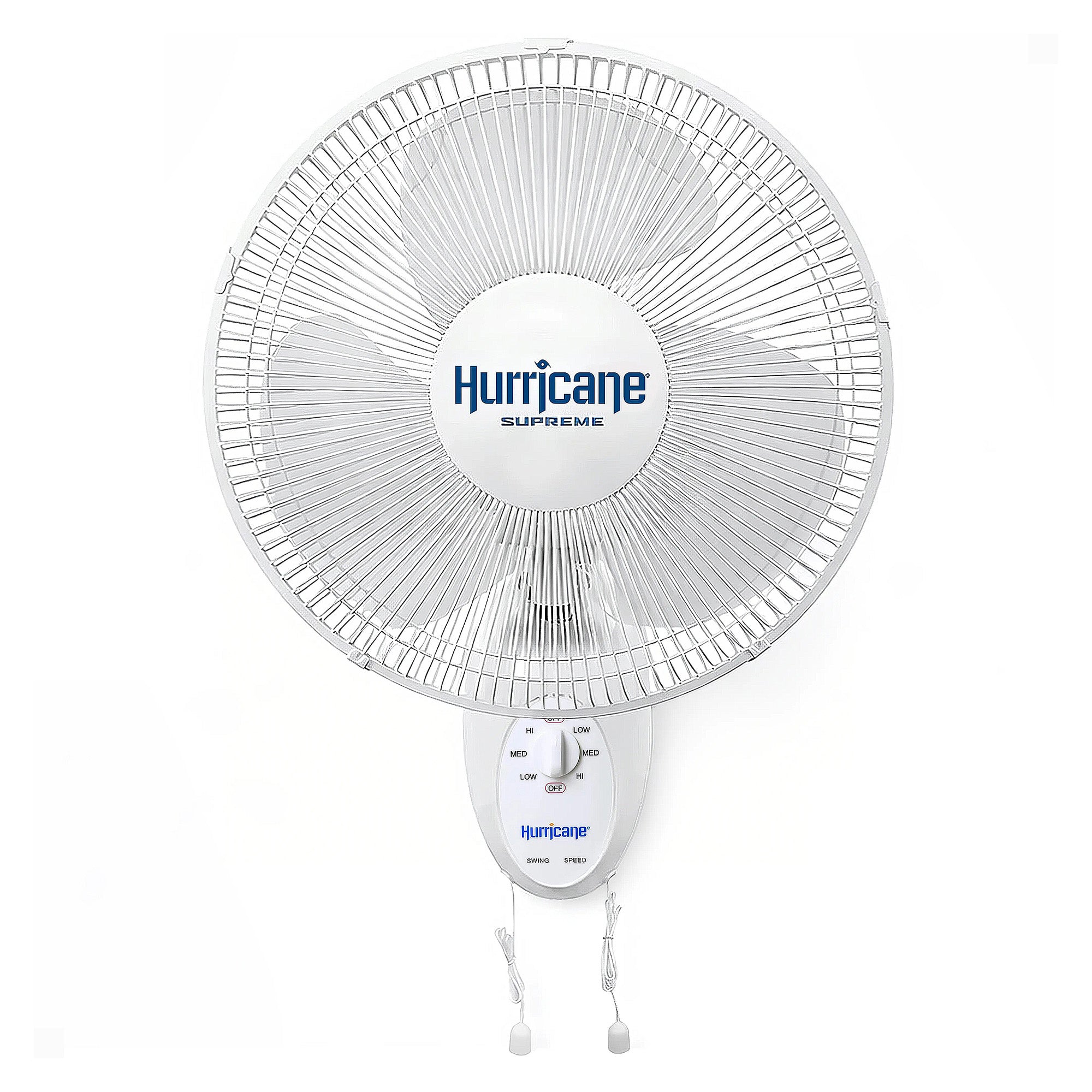 Hurricane Supreme 12" 90 Degree Oscillating 3 Speed Wall Mounted Fan,White(Used)