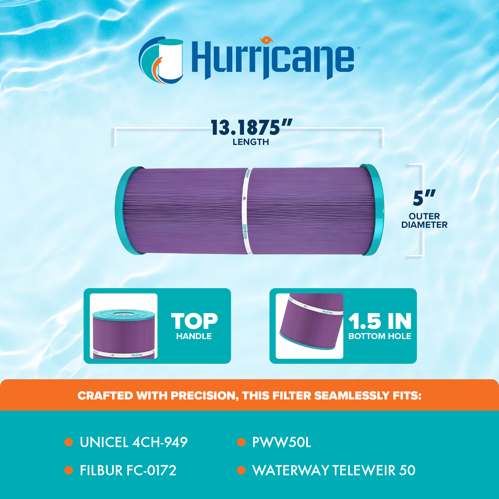 Hurricane HF4H949-01P Platinum Purple Pool and Spa Filter Cartridge Replacement - VMInnovations