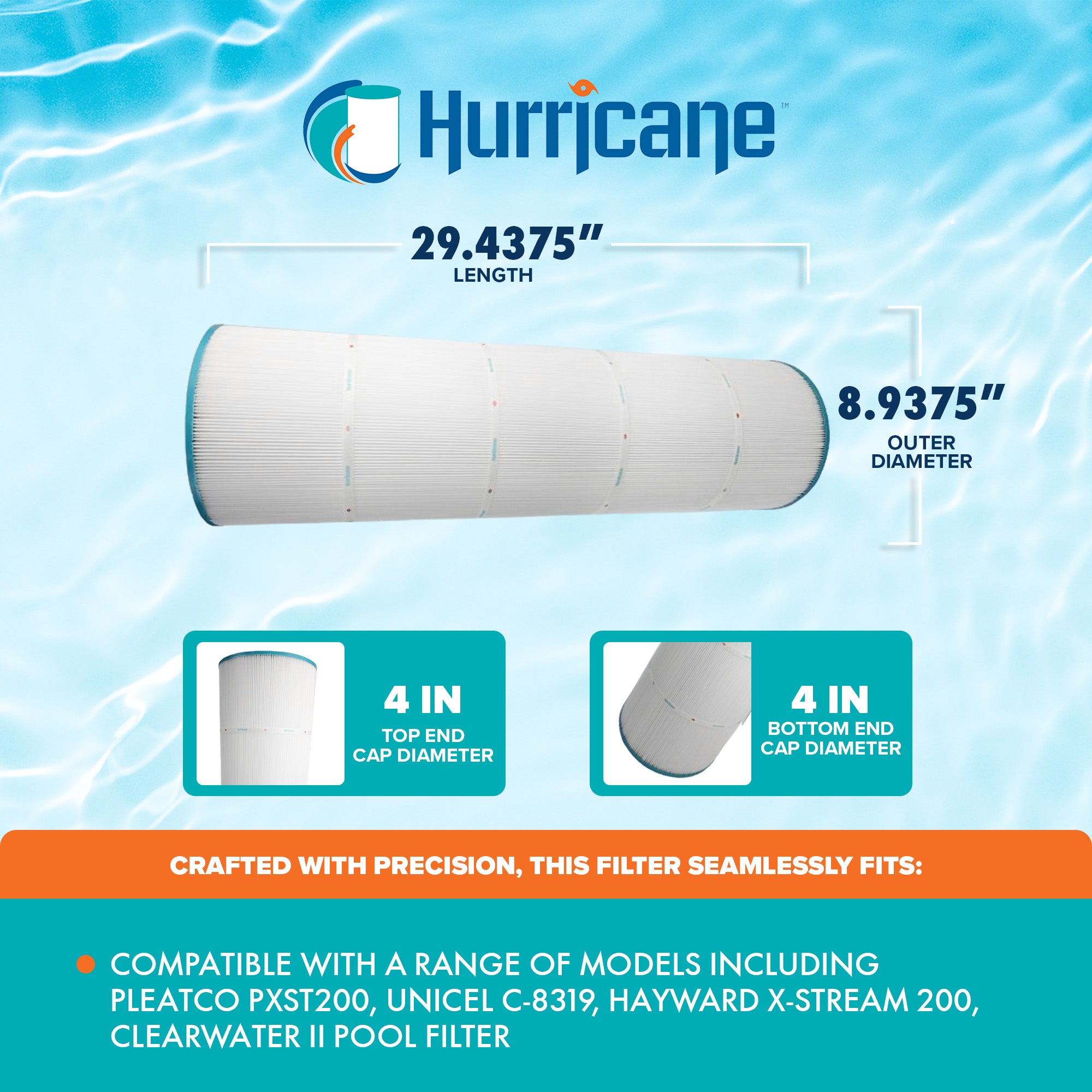 Hurricane HF8319-01 Advanced Pool and Spa Filter Cartridge Replacement, White