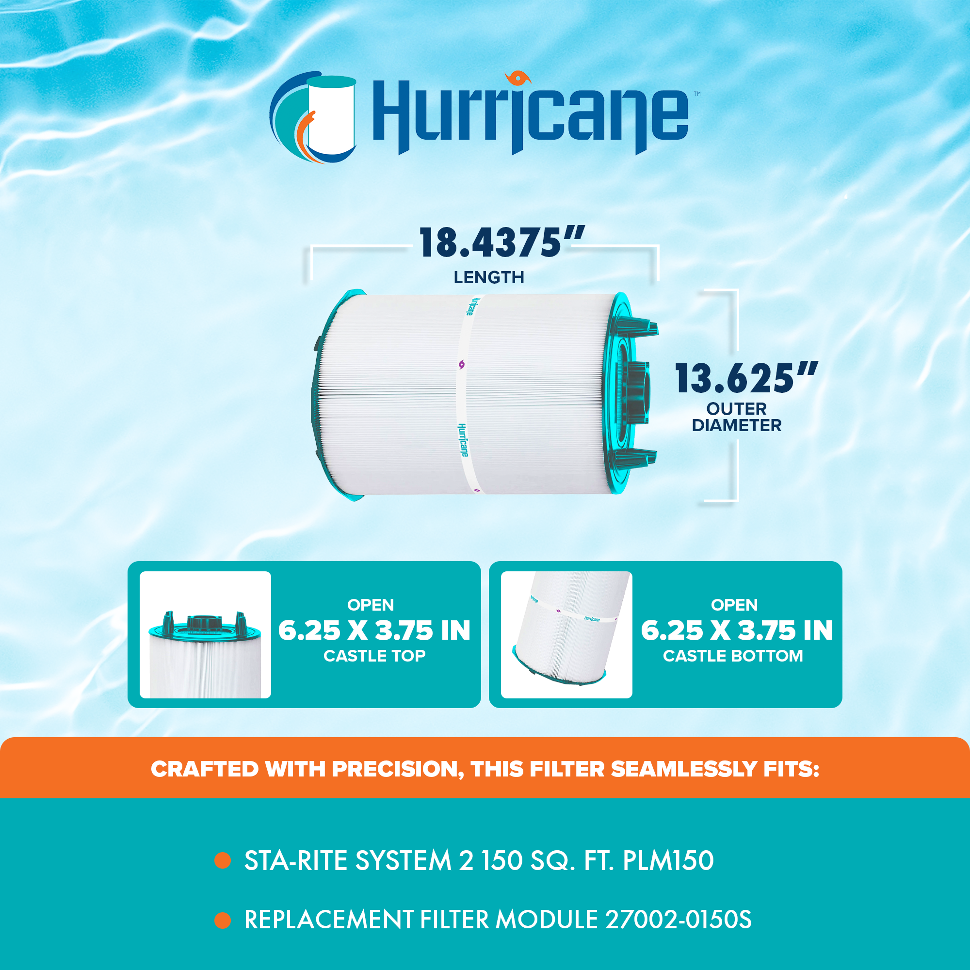 Hurricane Filters HF-STR2-150-01 Advanced Pool, Spa Cartridge Filter Replacement