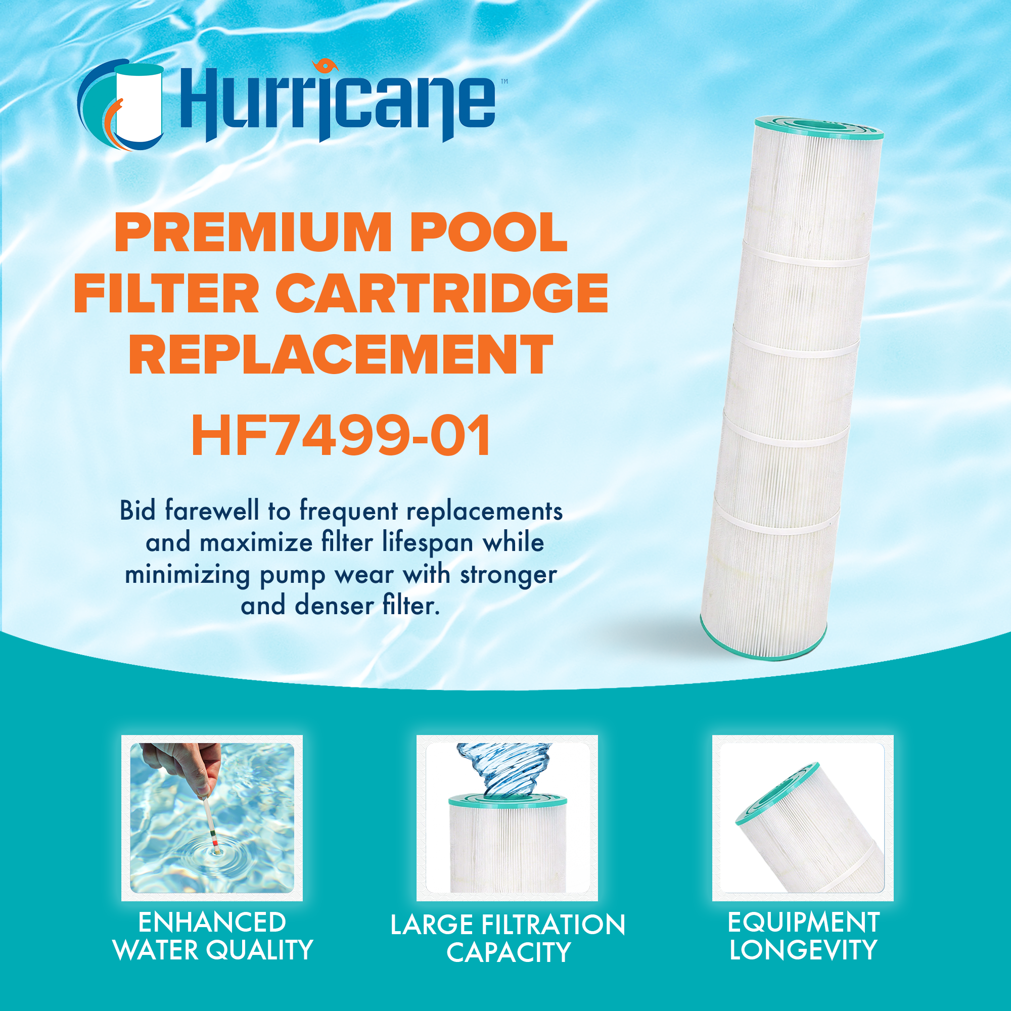 Hurricane Filters HF7499-01 Advanced Pool or Spa Filter Replacement Cartridge