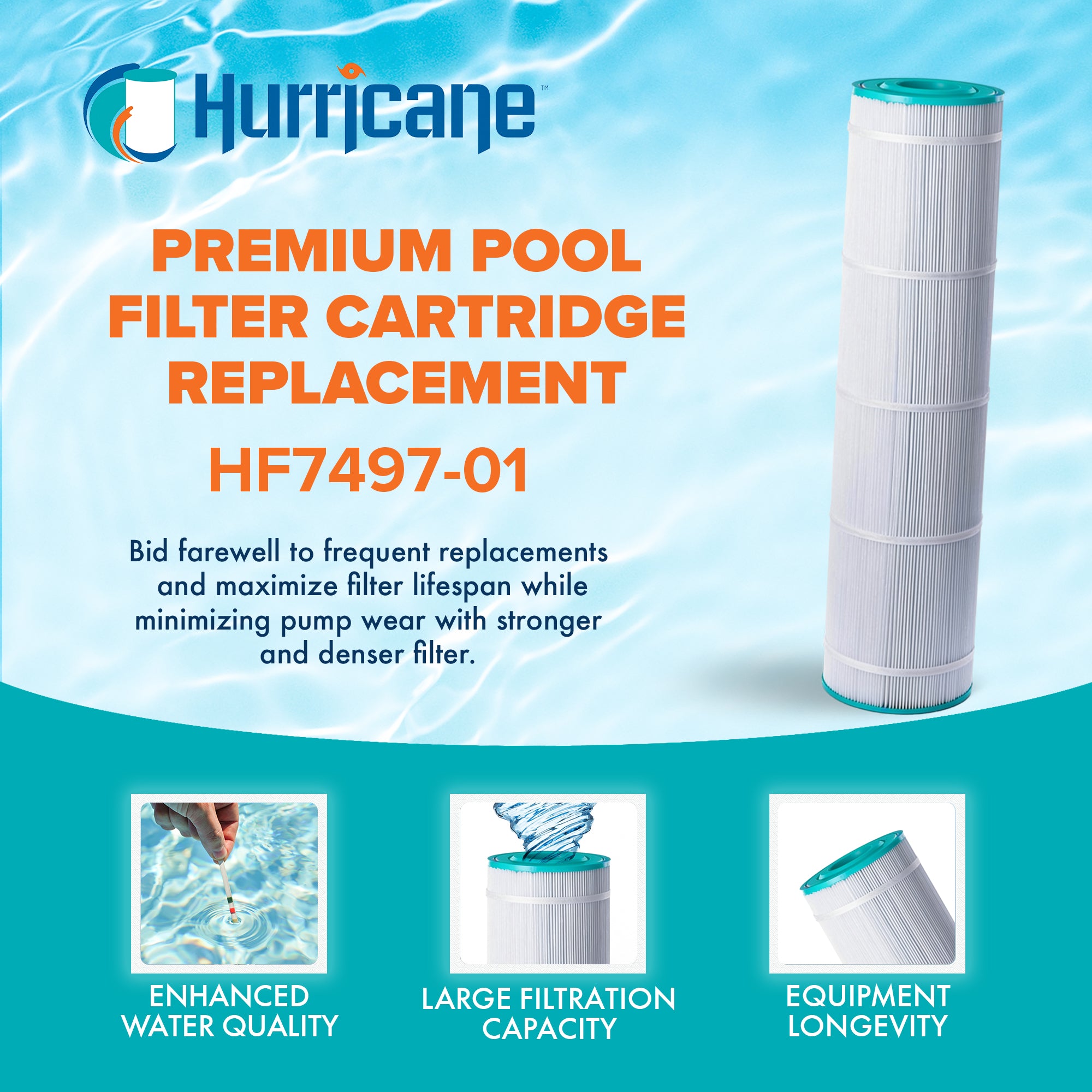 Hurricane Filters HF7497-01 Advanced Pool or Spa Filter Replacement Cartridge