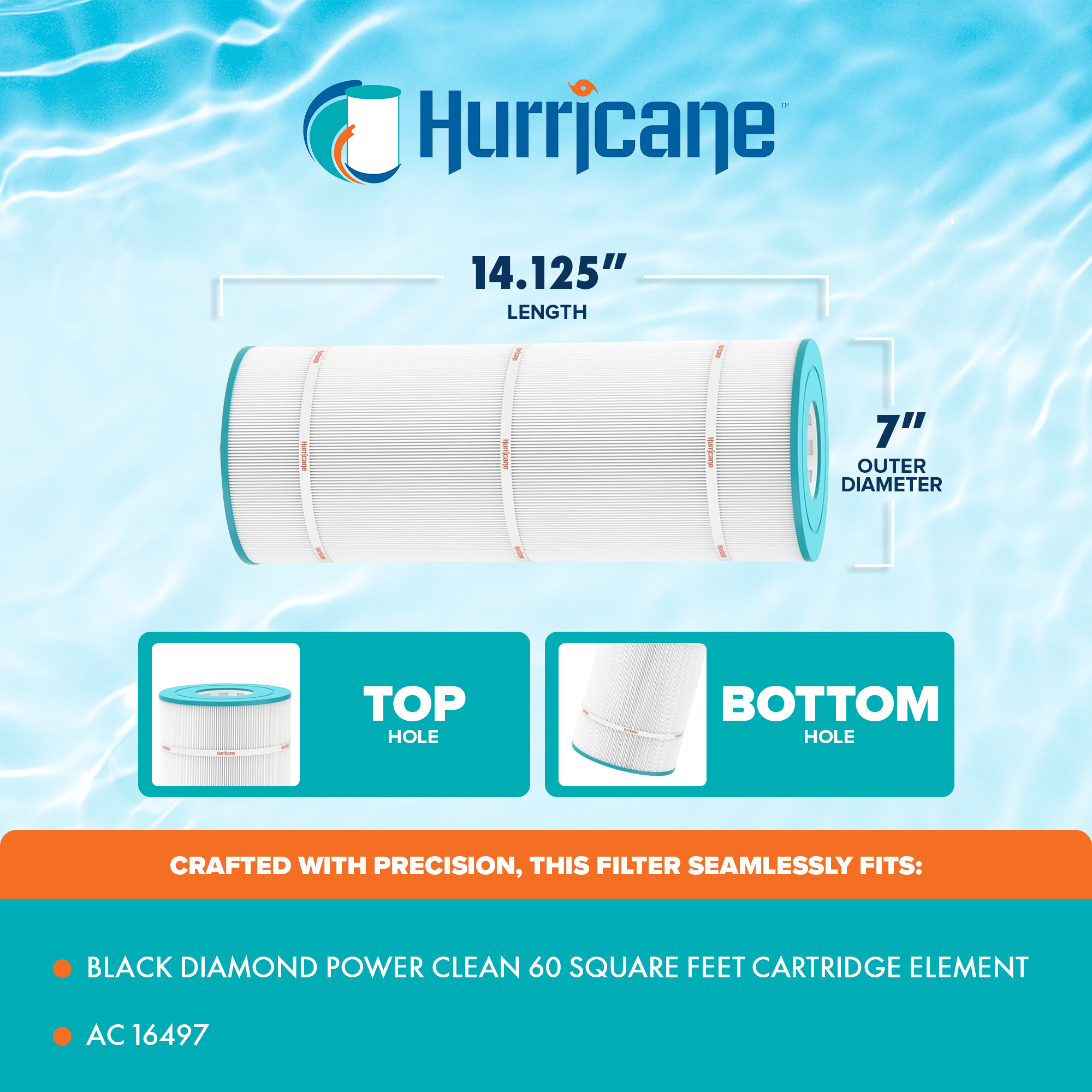 Hurricane Filters HF-PRC60-01 Advanced 60 Sq Ft Pool Spa Filter Replacement
