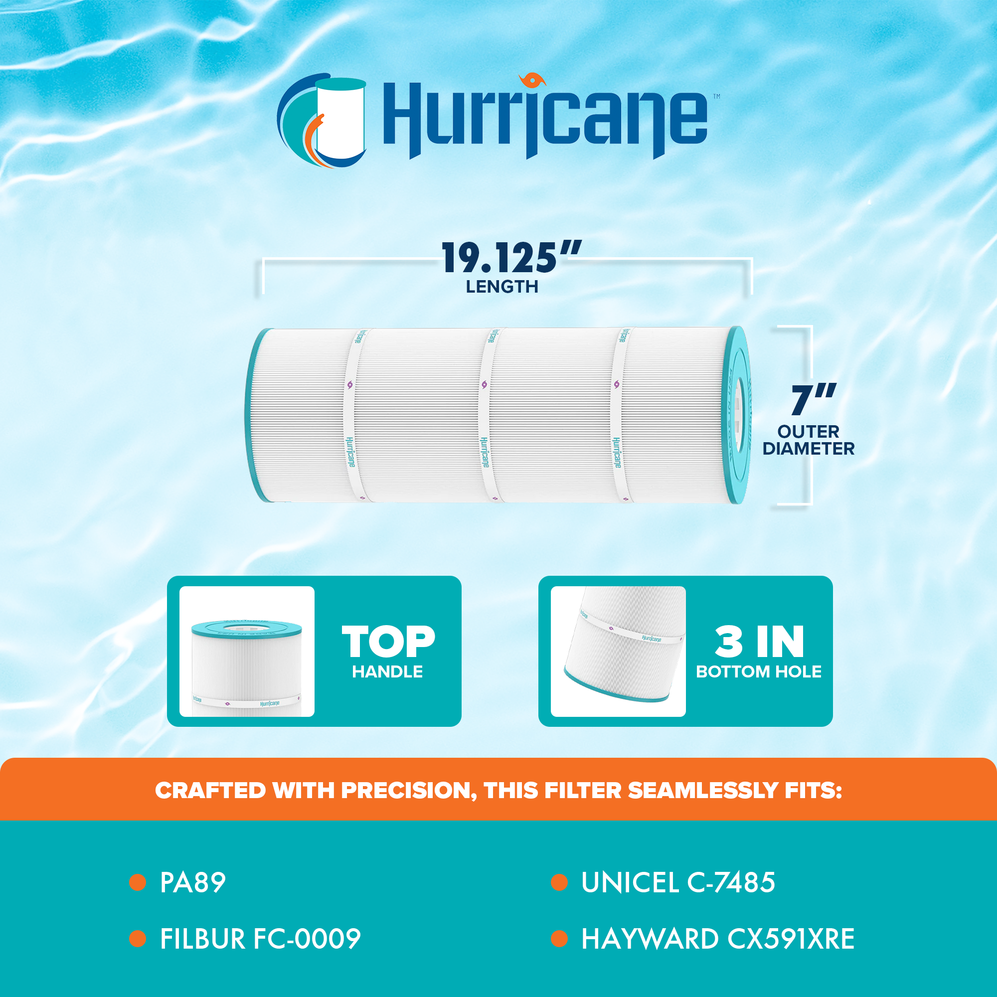 Hurricane HF7485-04 Premium Pool & Spa Filter Cartridge Replacement, 4 Pack - VMInnovations