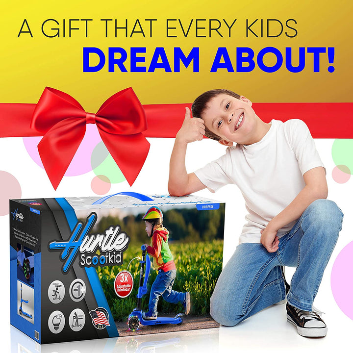 Hurtle ScootKid 3 Wheel Child Ride On Toy Scooter w/ LED Wheels, Blue (Used) - VMInnovations