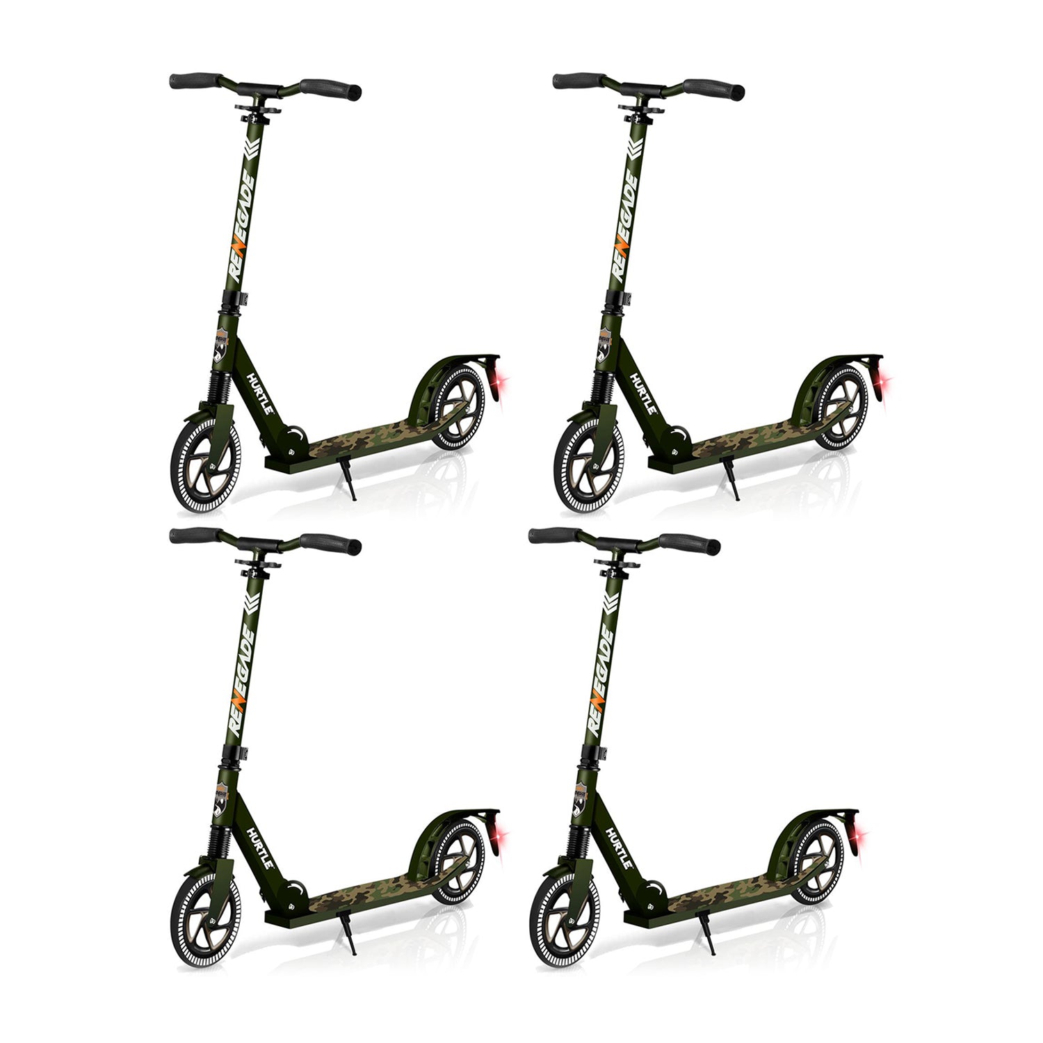 Hurtle Renegade Foldable Teen and Adult Commuter Kick Scooter, Camo (4 Pack) - VMInnovations