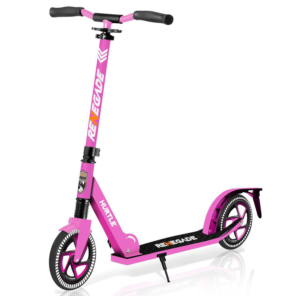 Hurtle Renegade Lightweight Foldable Adult Commuter Kick Scooter, Pink (2 Pack) - VMInnovations
