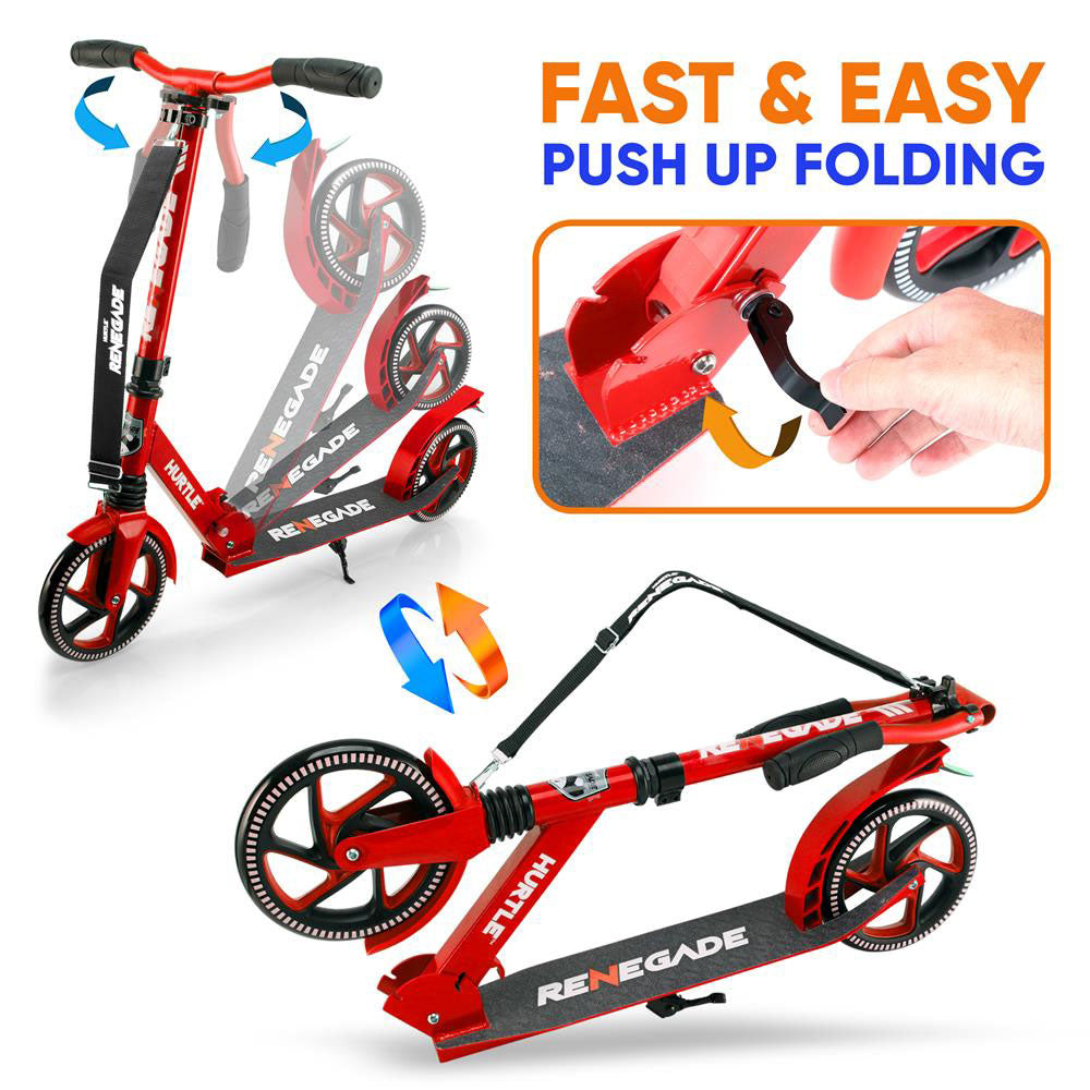 Hurtle Renegade Lightweight Foldable Teen and Adult Kick Scooter, Red (4 Pack) - VMInnovations