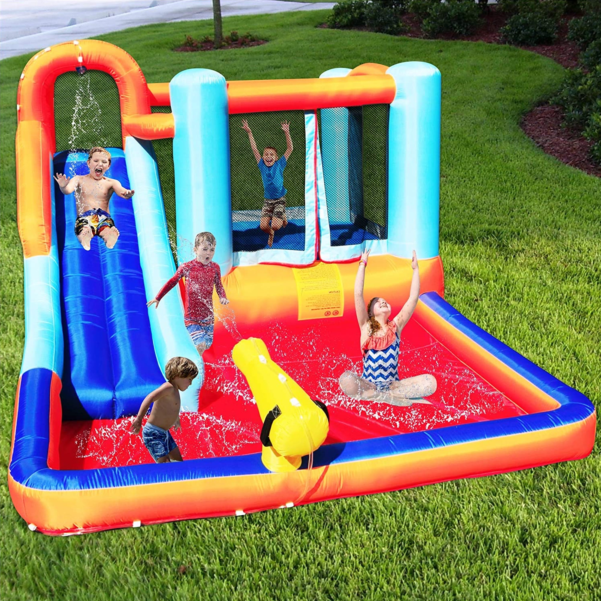 Hoovy Kids Bounce House Trampoline Water Park Slide w/ Blower (Open Box)