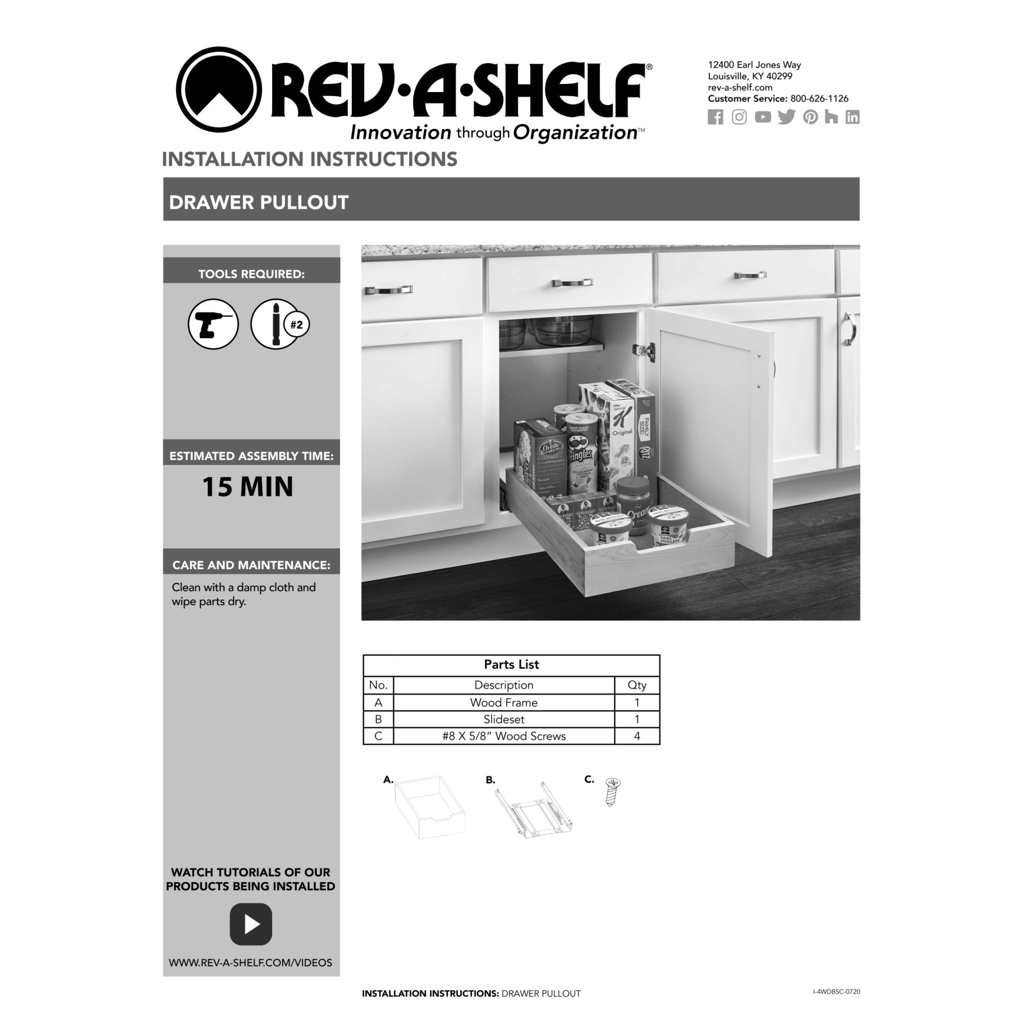 Rev-A-Shelf 11" Pullout Kitchen Cabinet Drawer w/ Soft-close, 4WDB-1218SC-1 - VMInnovations
