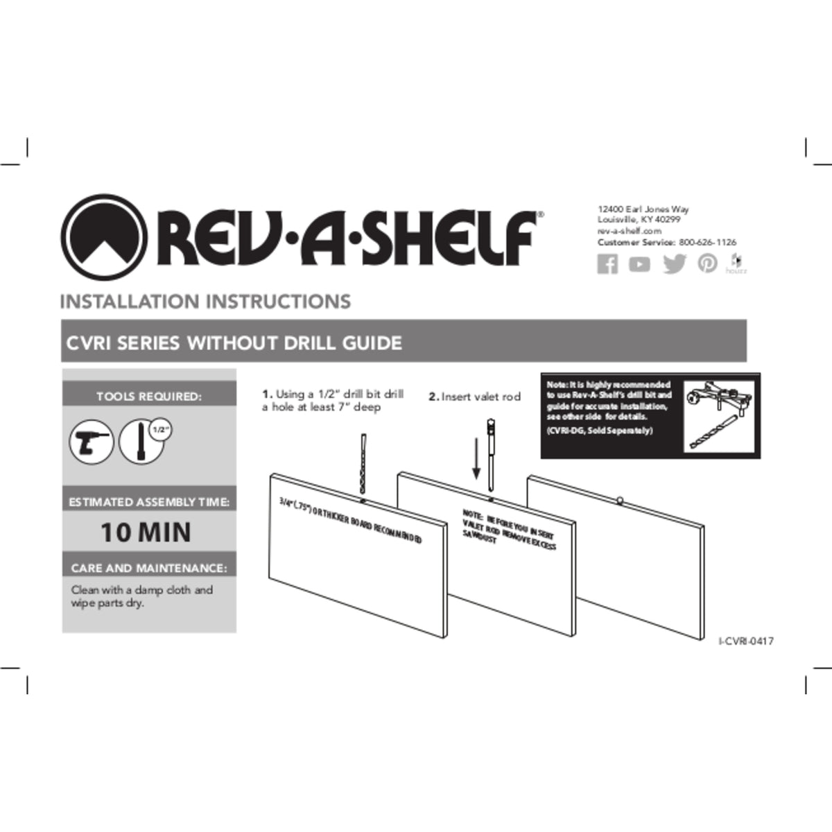 Rev-A-Shelf Designer Series 7-Inch Adjustable Closet Insert Valet Rod (Open Box)