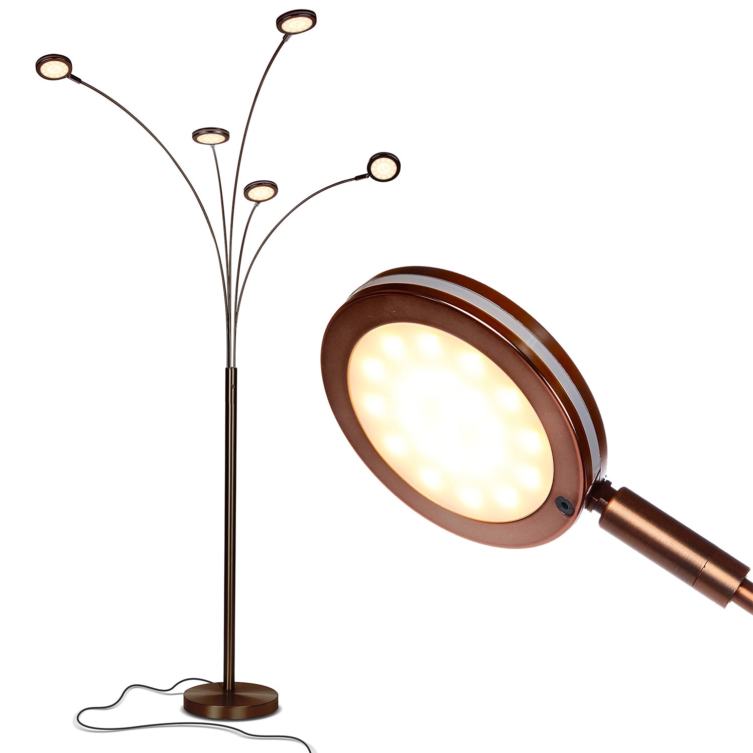Brightech Orion 5 LED Bright Standing Touch Sensor Floor Lamp, Bronze(For Parts)