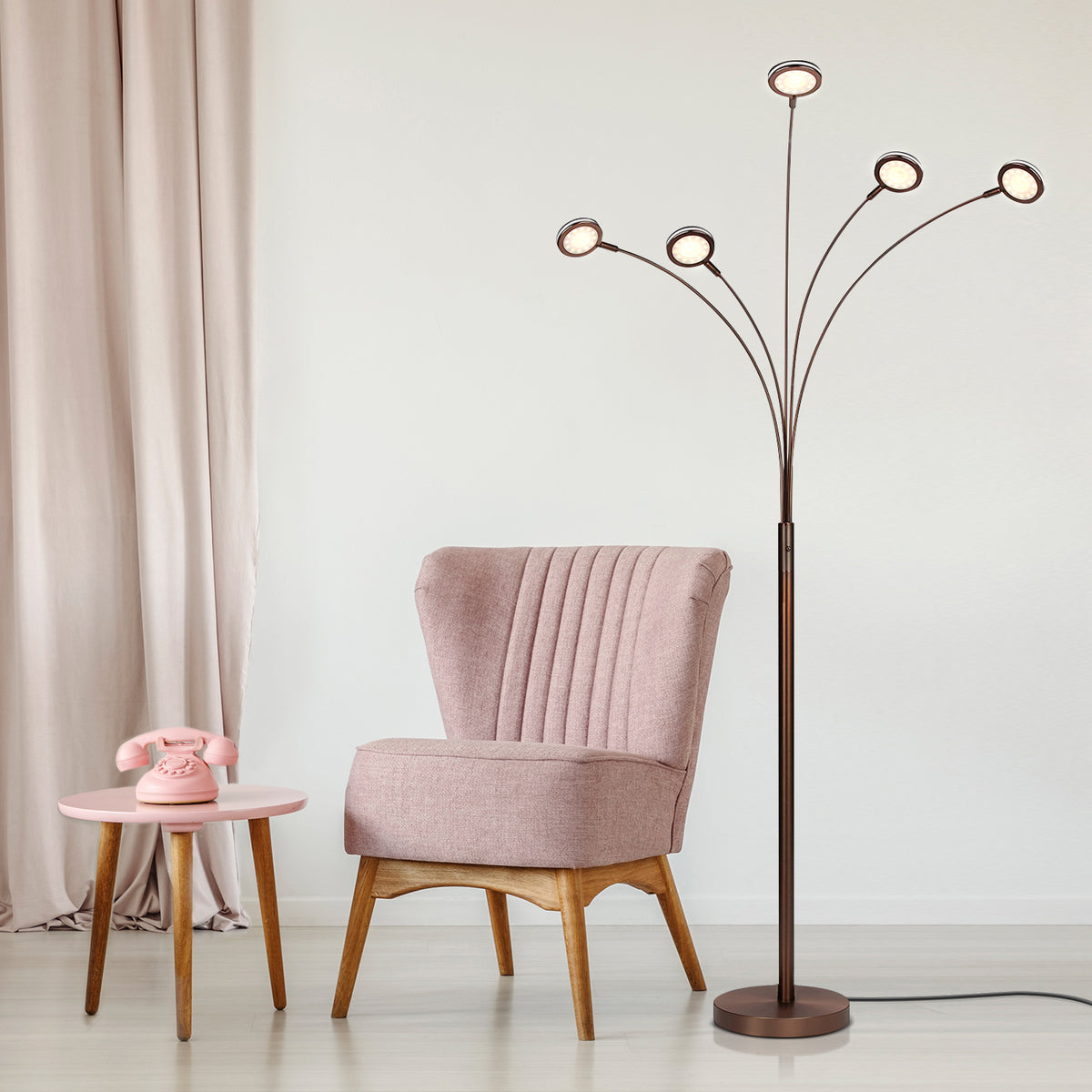 Brightech Orion 5 LED Bright Standing Touch Sensor Floor Lamp, Bronze (Used)