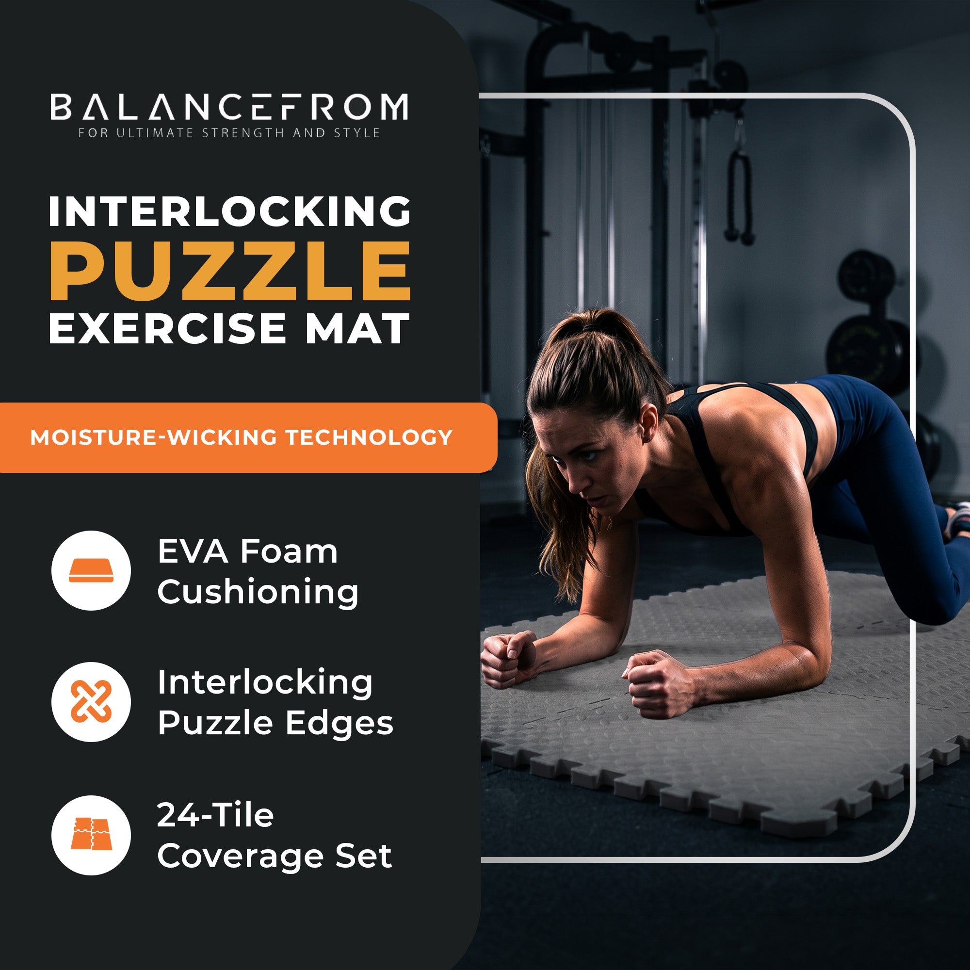 BalanceFrom Fitness 96 Sq Ft Interlocking EVA Foam Exercise Tiles, Gray (Used)