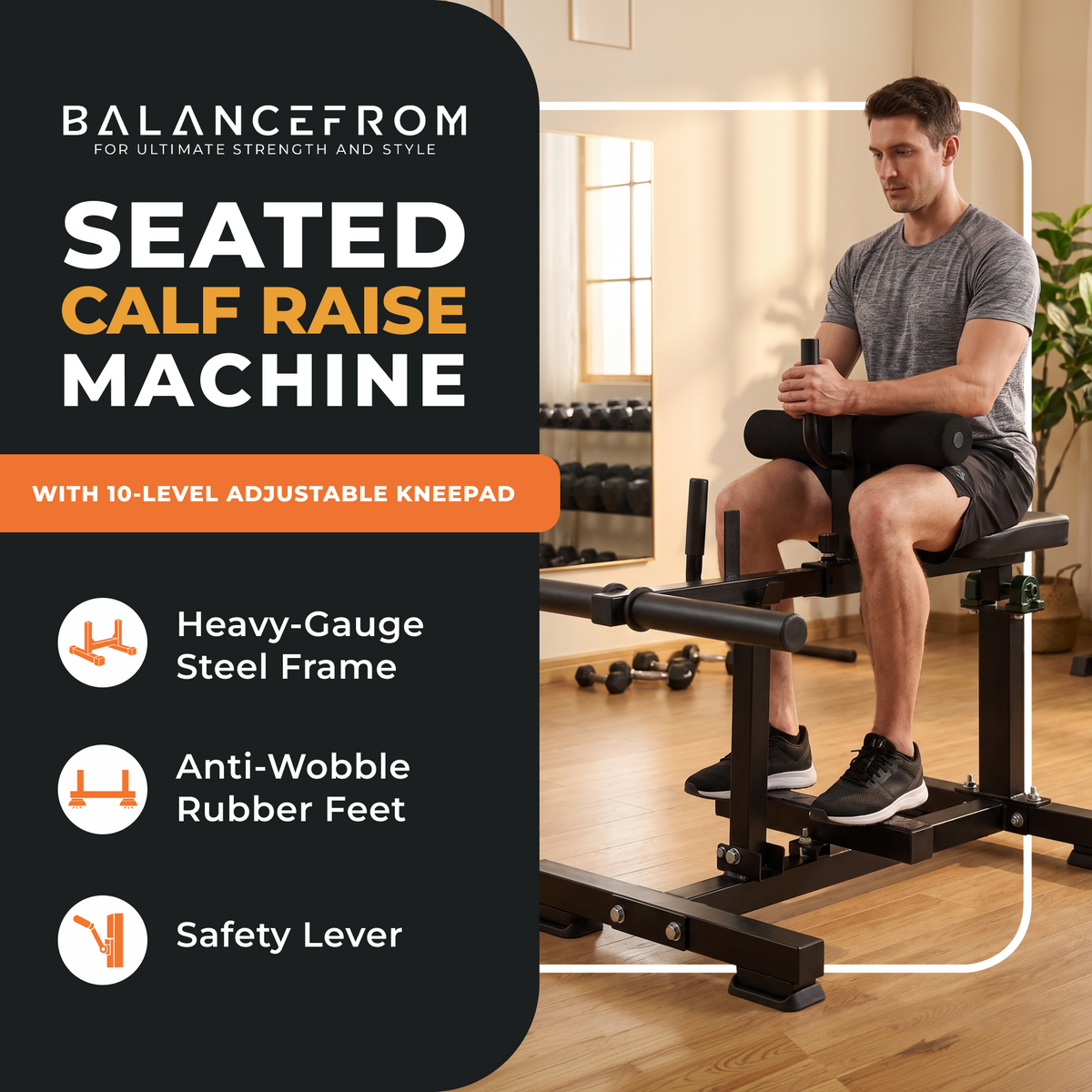 BalanceFrom Fitness Adjustable Seated Calf Raise Machine, Home Gym Equipment