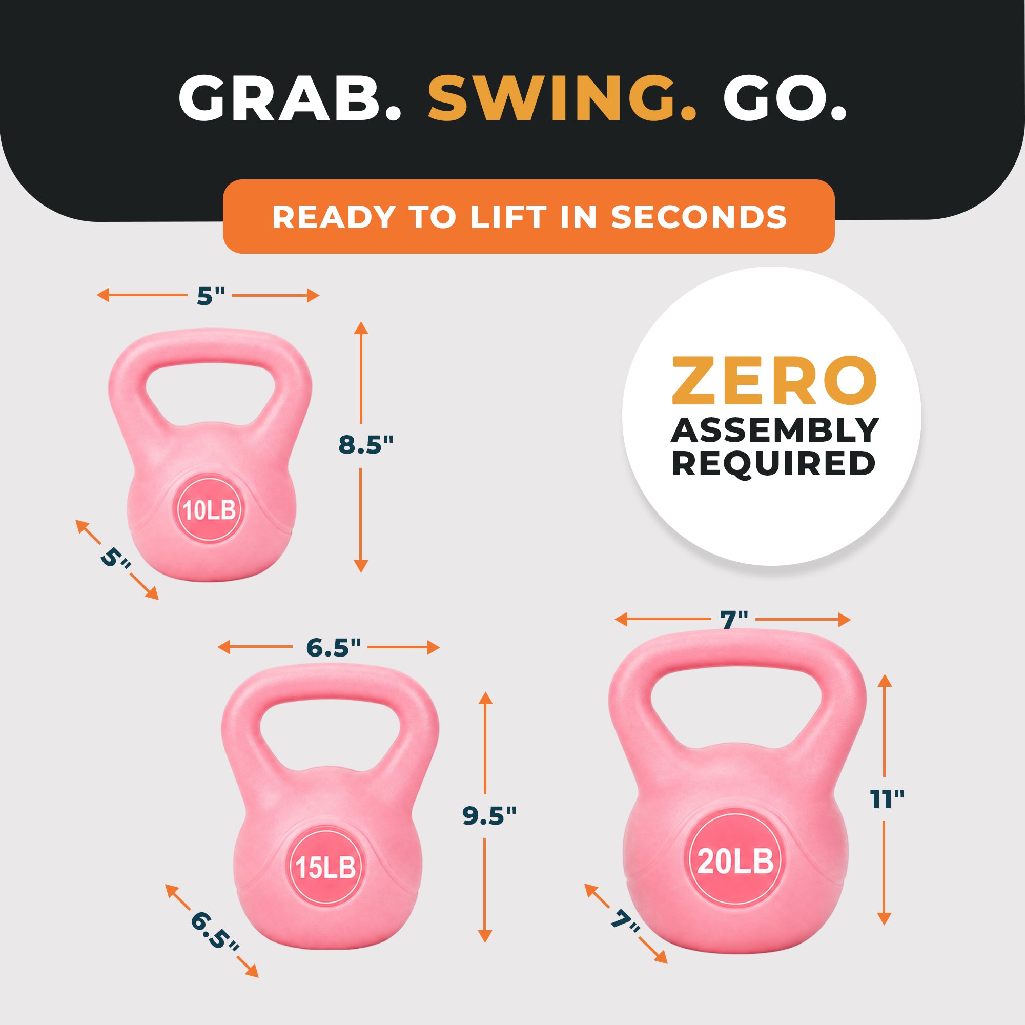 BalanceFrom Sand-Filled Kettlebell Exercise Weights, Set of 10, 15, and 20 lb