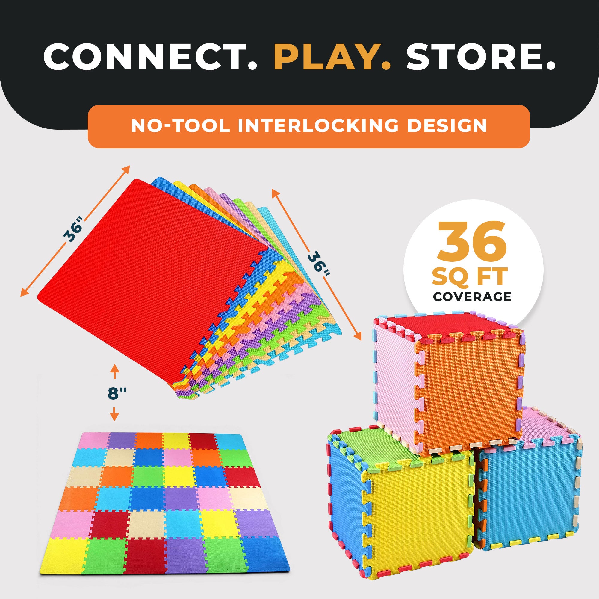 BalanceFrom 9 Color Thick Interlocking Puzzle Foam Exercise Play Mats, 36 Sq Ft